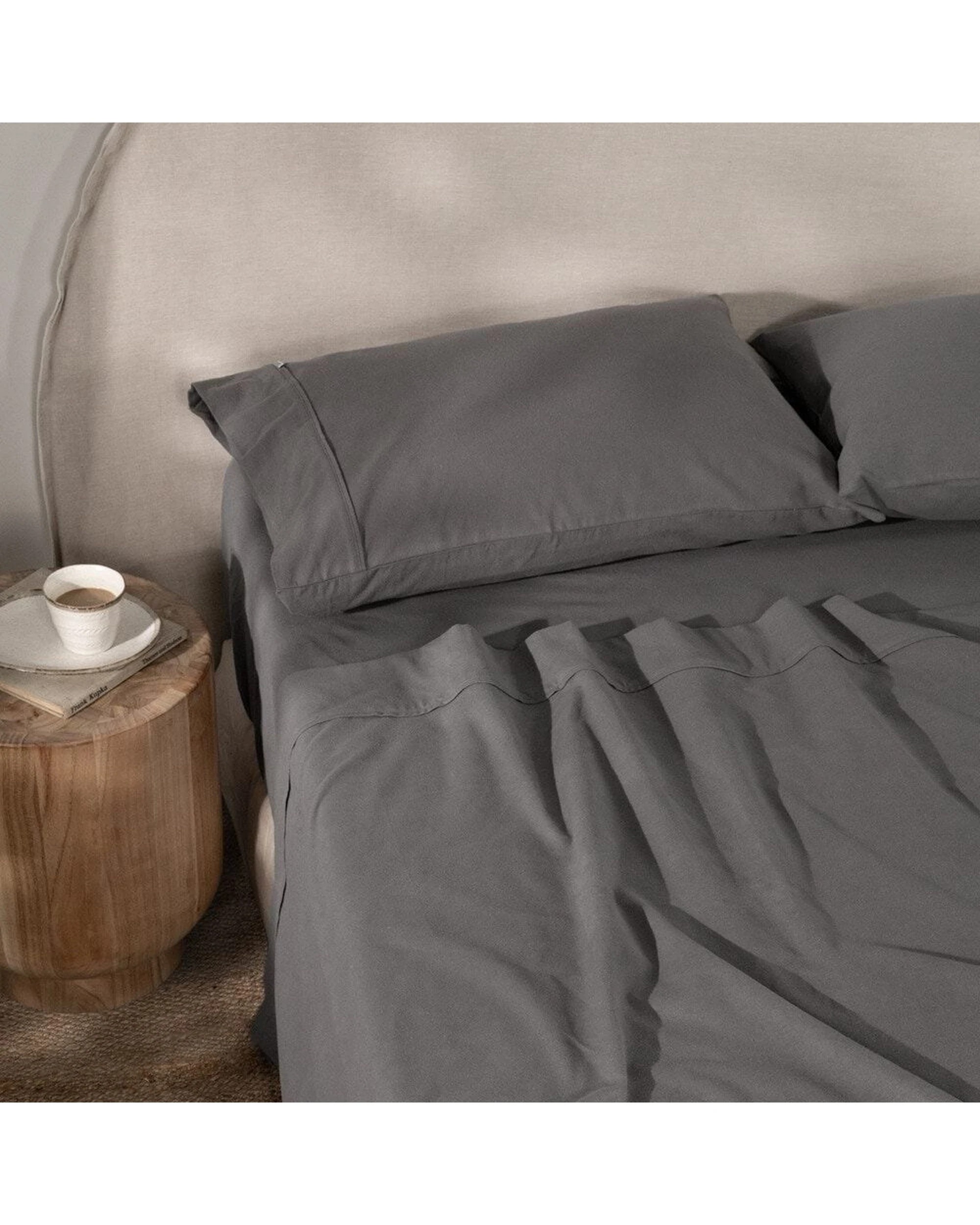 4 Canningvale Cozi Cotton Flannelette Fitted Sheet With Pillowcase Set Ash - Queen Bed - Grey, 4 of 5