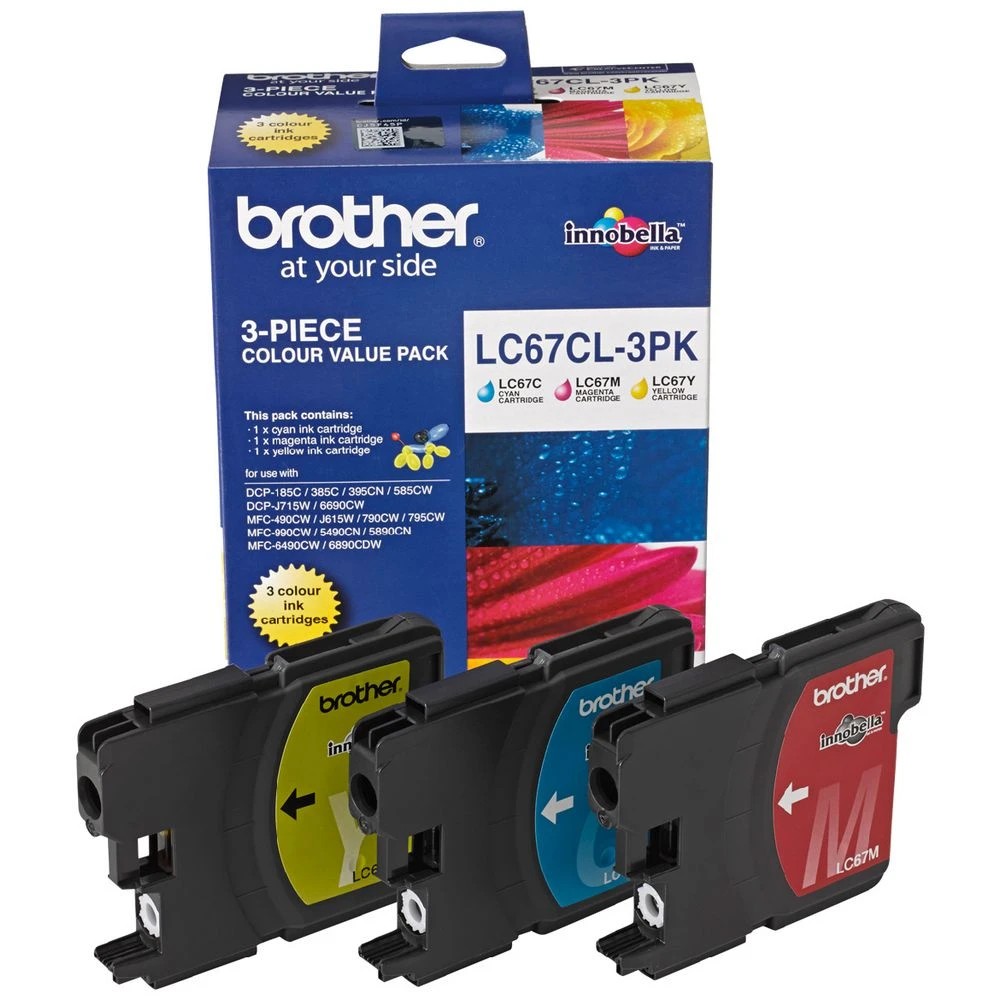 1 Brother LC 67 Ink Cartridges 3 Colour Value Pack, 1 of 2