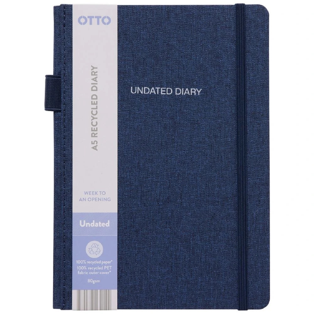 2 Otto A5 Recycled Week to View Undated Diary Navy, 2 of 6