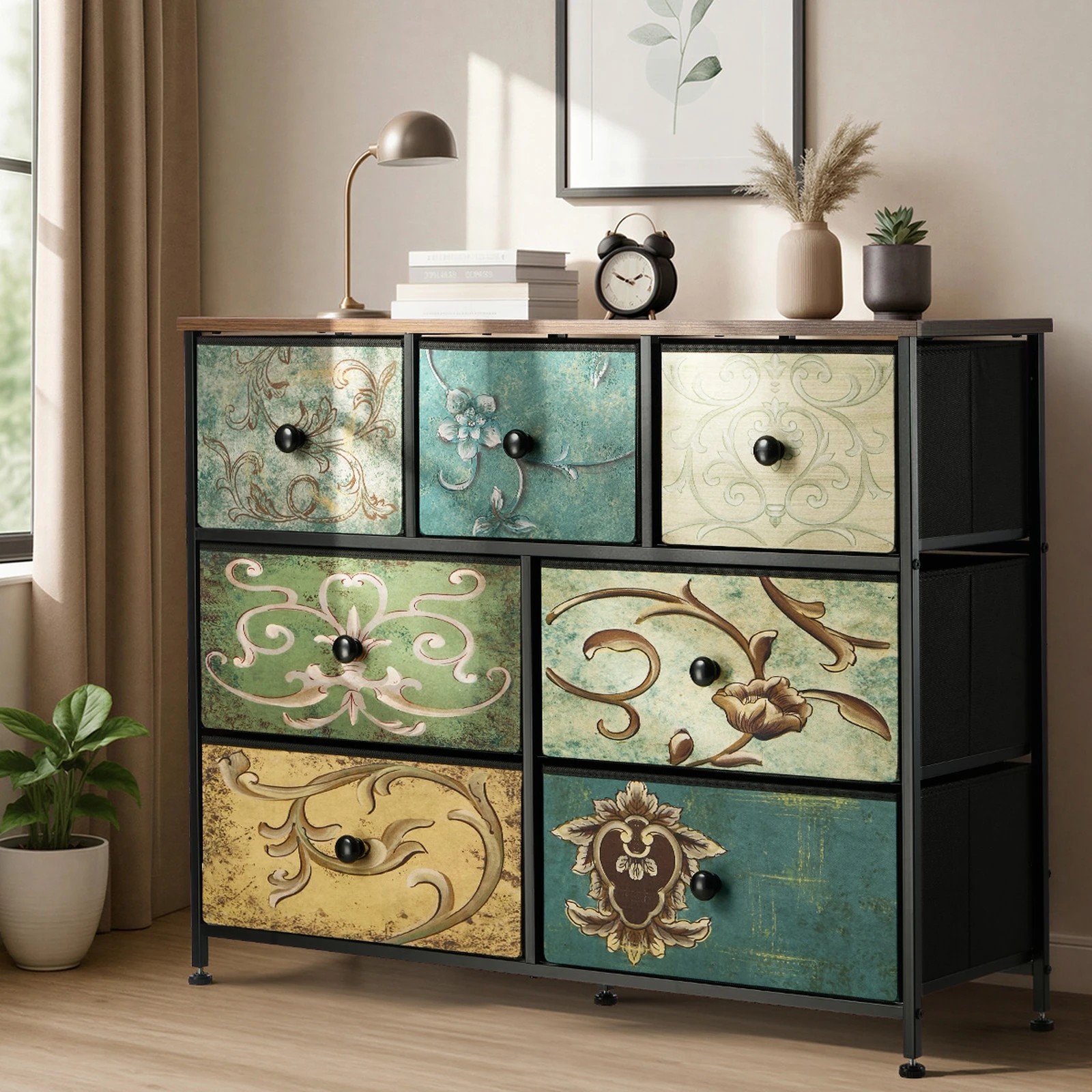 4 Oikiture 7 Chest of Drawers Fabric Storage Cabinet Tower Dresser Lowboy - Multi, 4 of 6