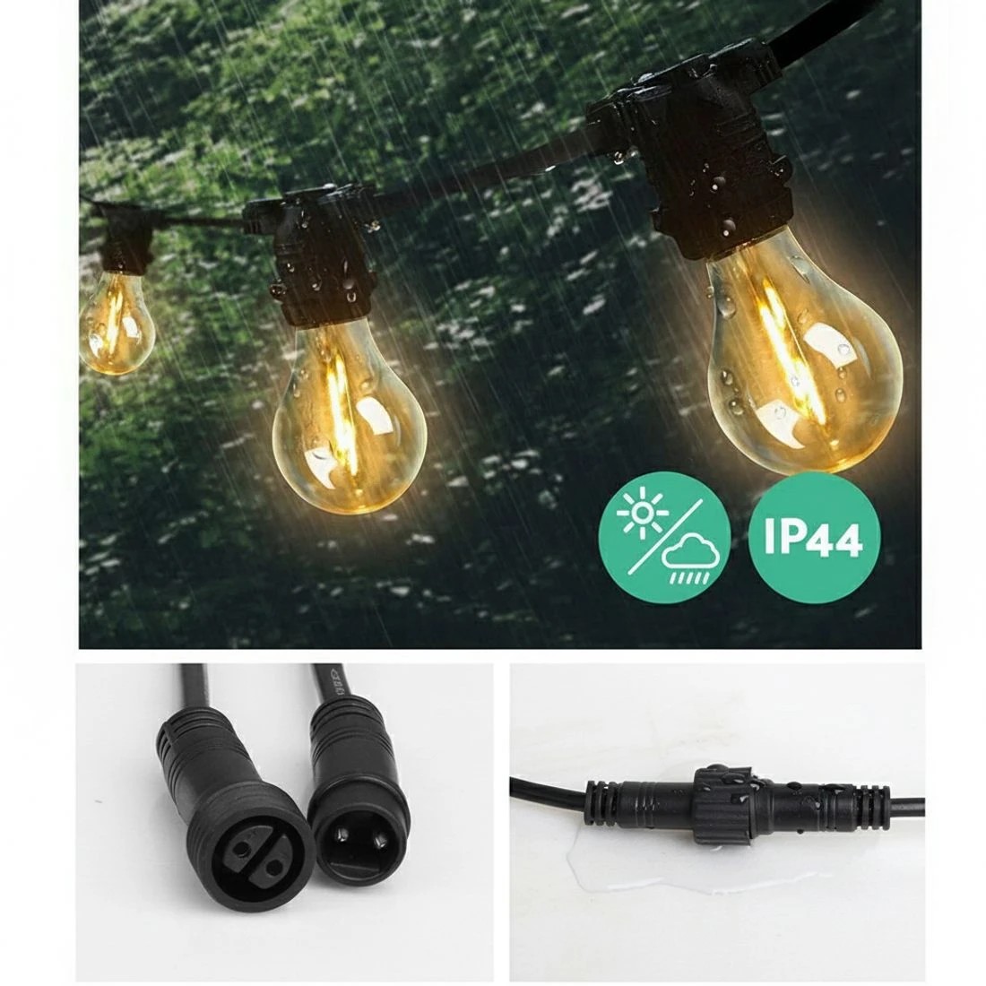 3 77m LED Festoon String Lights Outdoor Christmas Decorations Wedding Garden - Black, 3 of 4