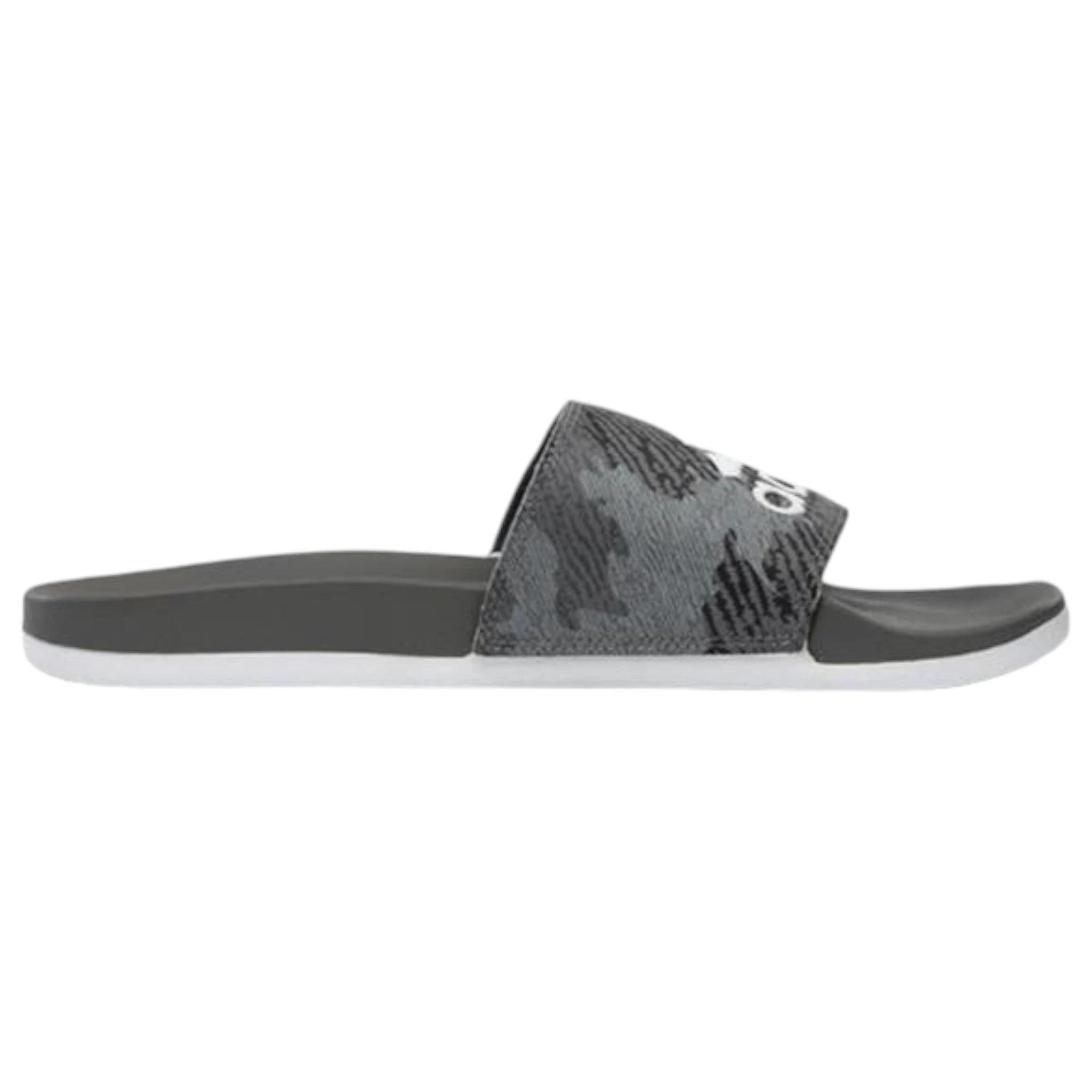 1 Adidas Mens Grey/White Adilette Comfort Sandals Slides GREY/WHITE/GREY, 1 of 3