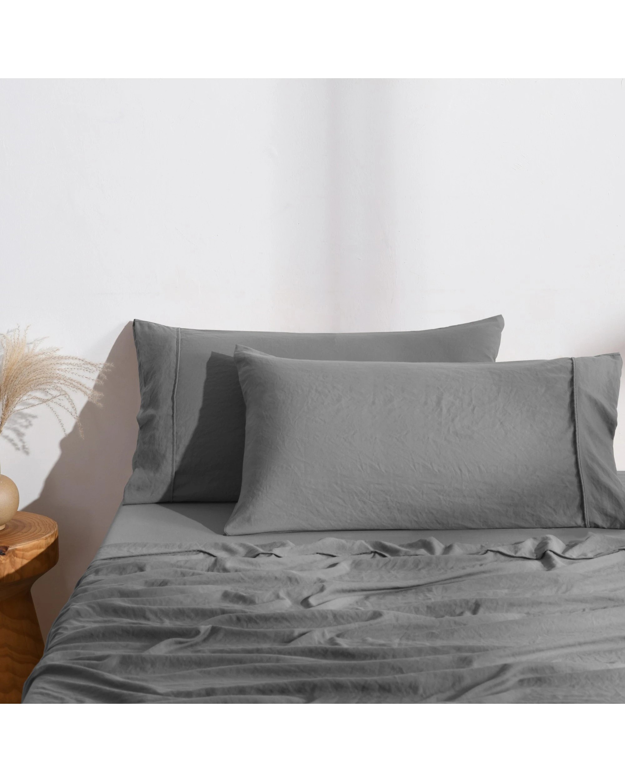 1 Dreamaker Superfine Washed Microfibre King Pillowcase Twin Pack - Charcoal, 1 of 4