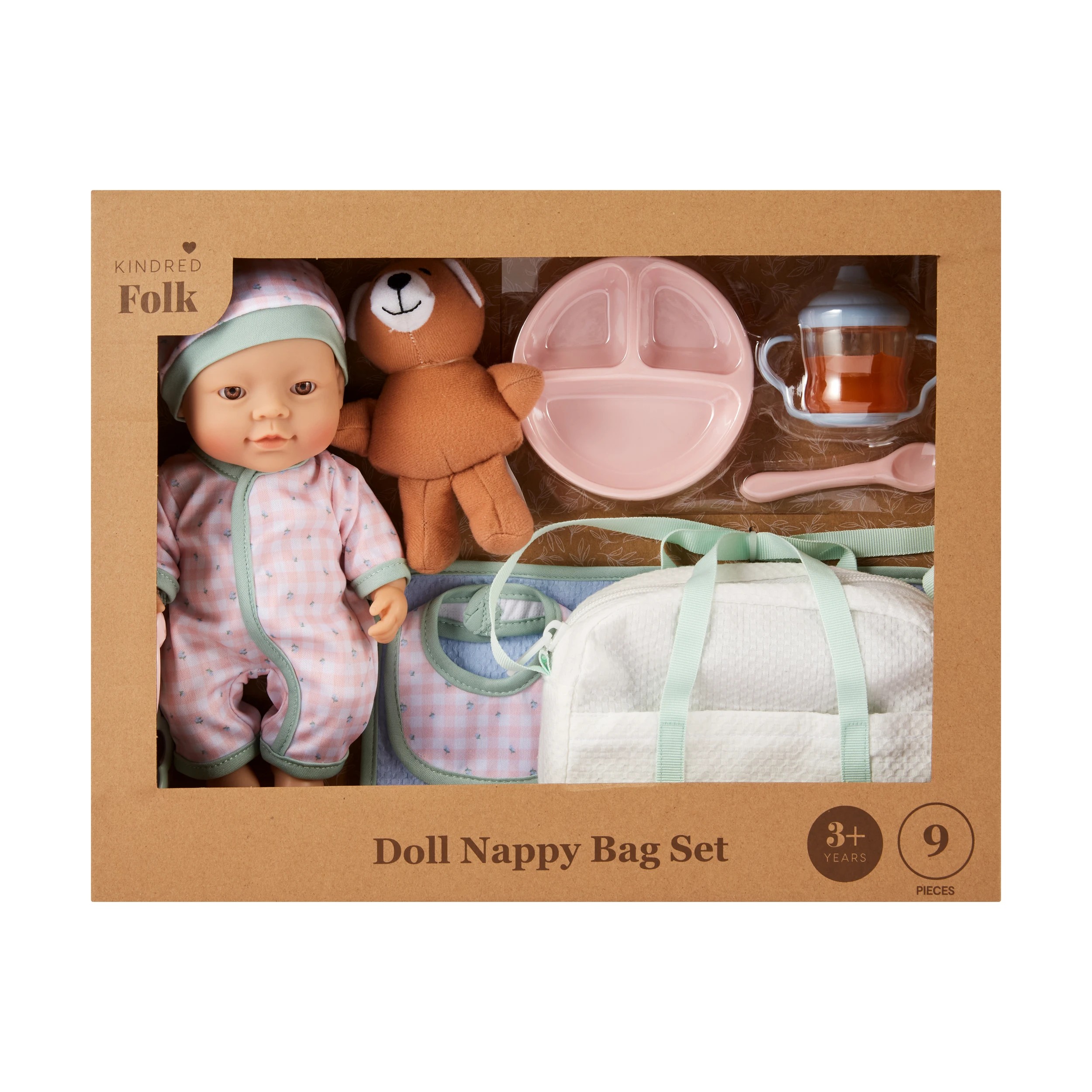 1 9 Piece Kindred Folk Doll Nappy Bag Set, 1 of 7