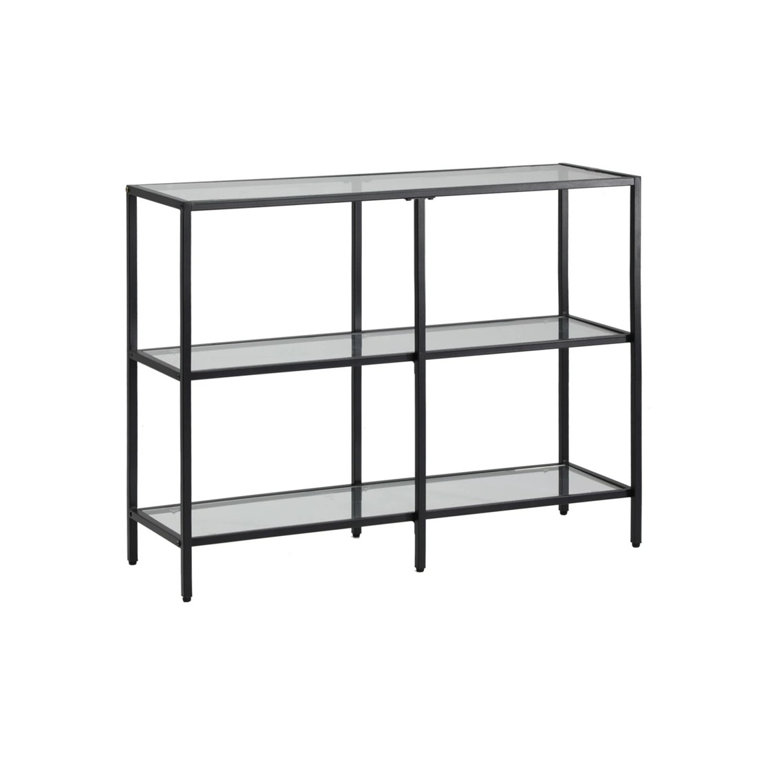 1 Oikiture Console Table Tempered Glass Sofa Table Hall Side Entry 3 Shelves
 - Black, 1 of 10