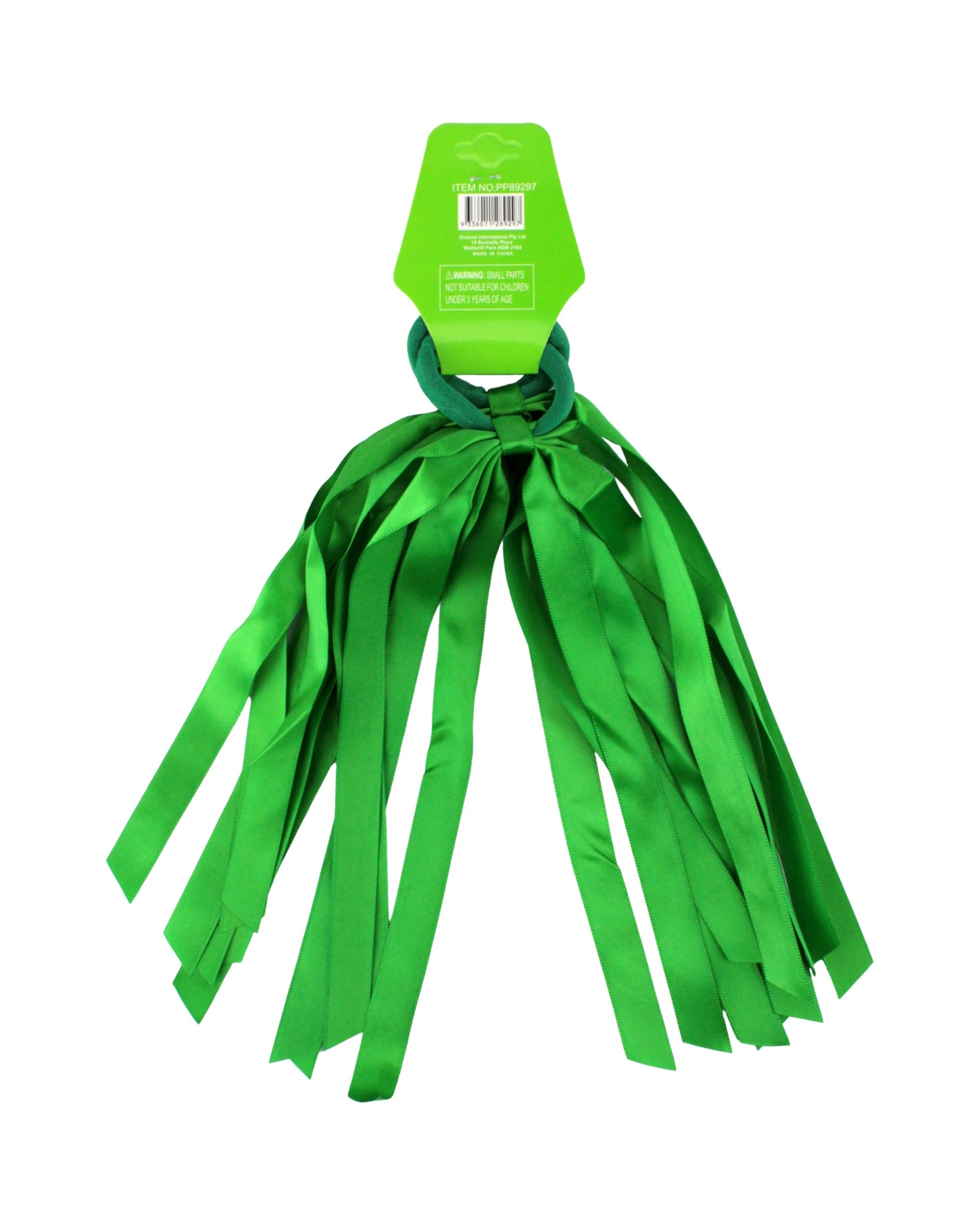 3 Party Planet Green Ribbon Hair Ties Pack of 2 - Green, 3 of 3