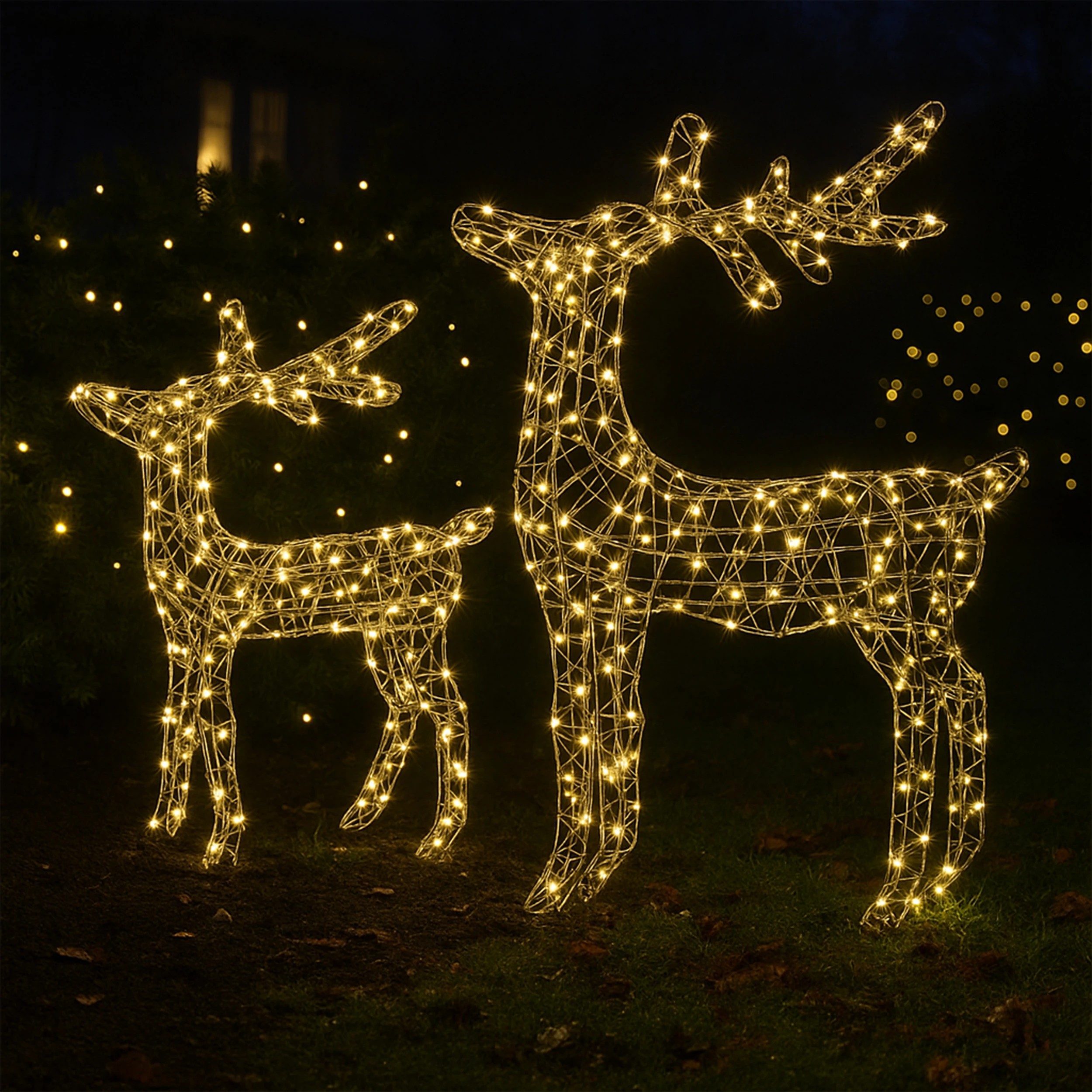 1 2 Pack Battery Operated LED Light Up Standing Reindeer, 1 of 5