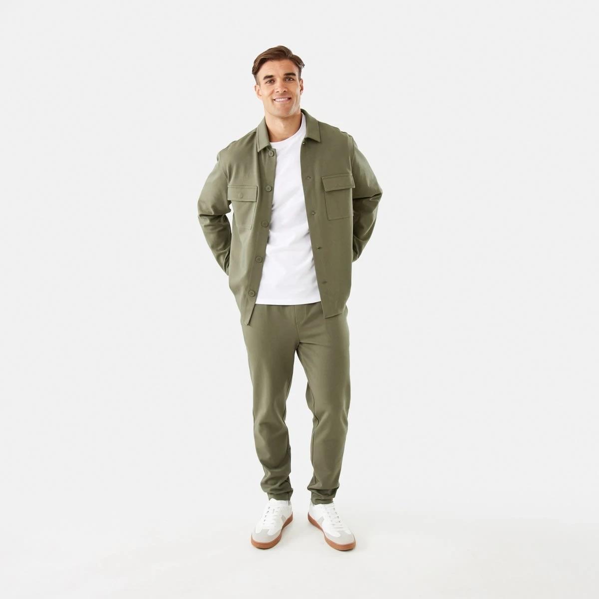 2 Elastic Waist Textured Joggers Khaki, 2 of 5