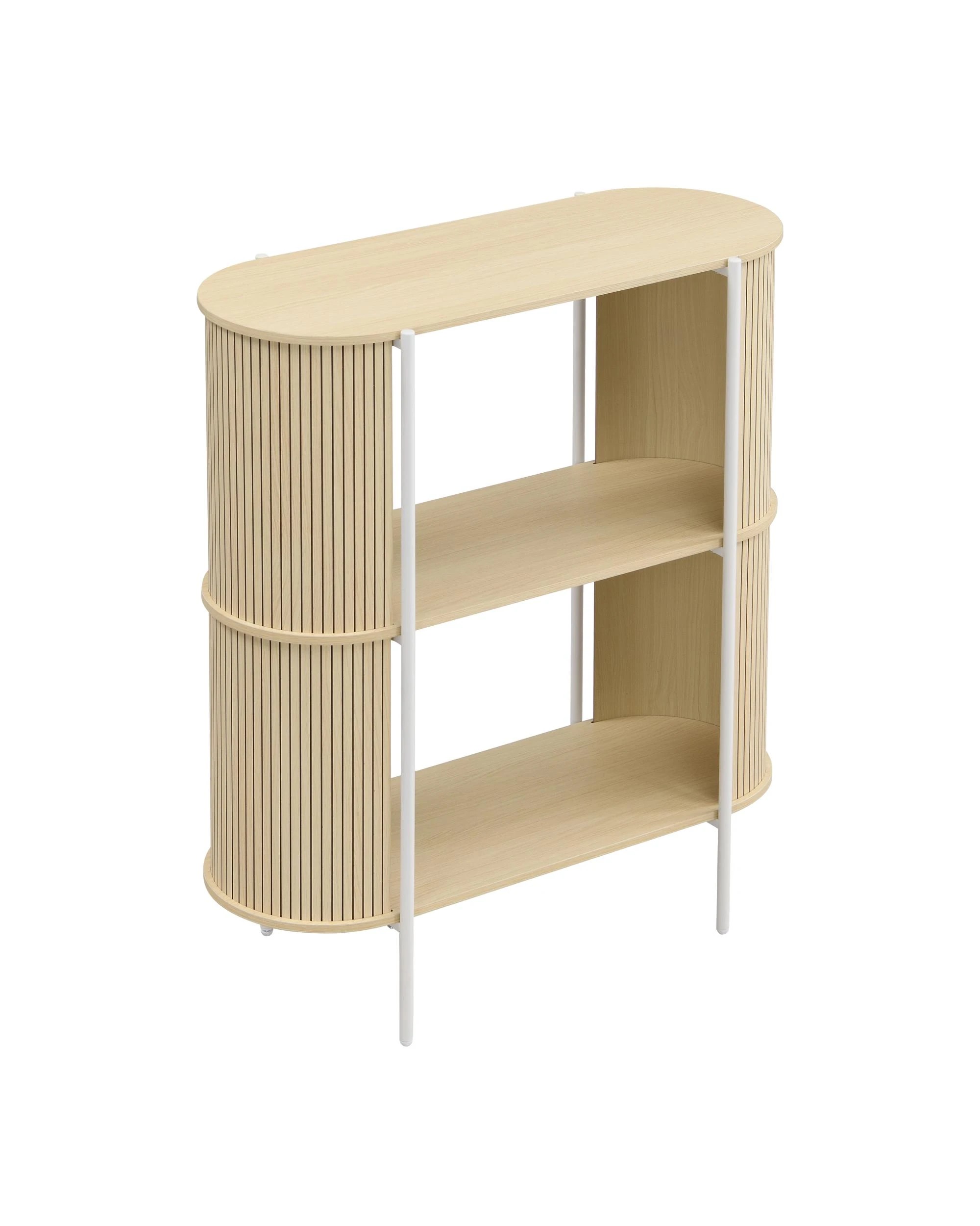4 Kodu Bookcase Open Shelving 2 Tier Light Oak - White, 4 of 10