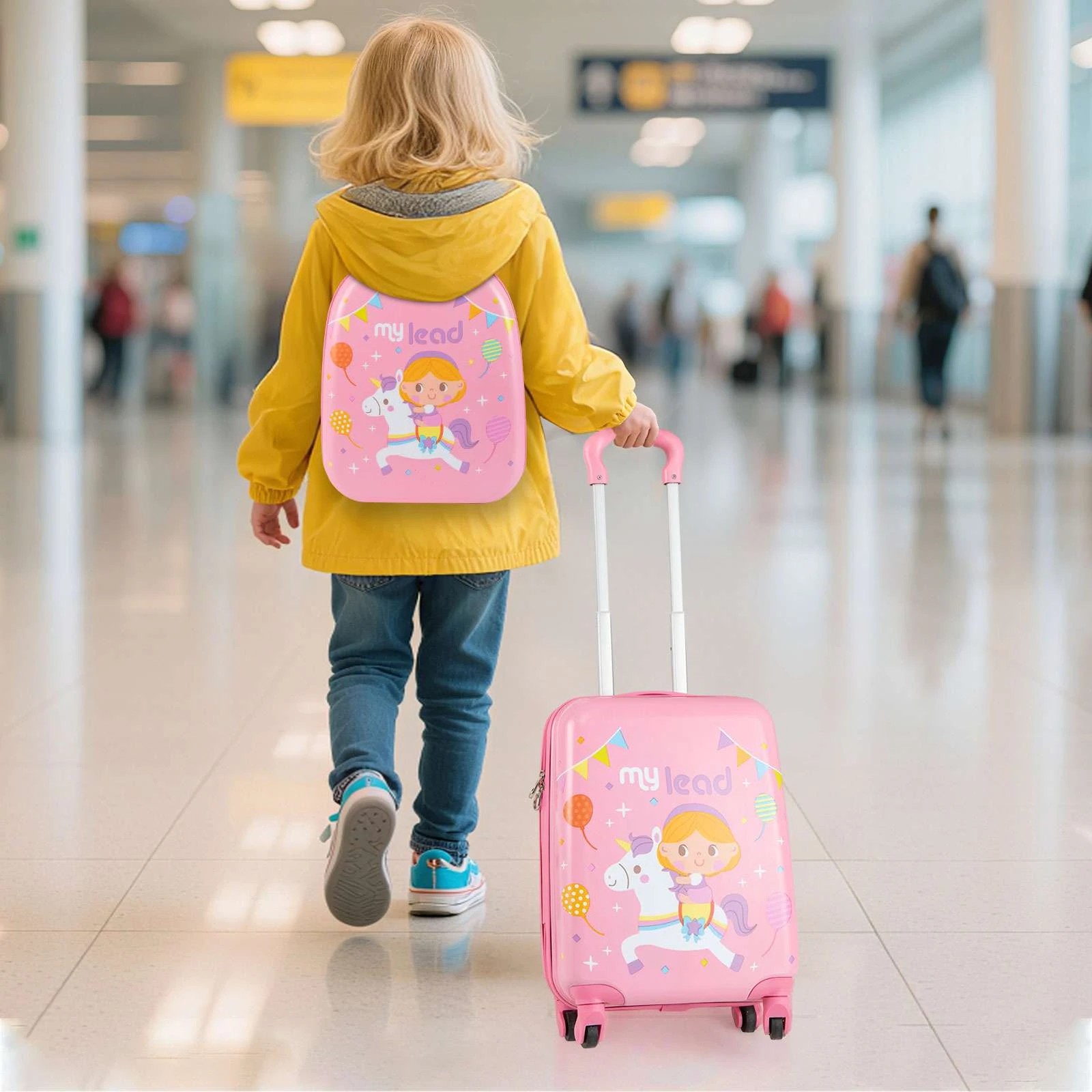 2 Costway 2PCS Hardshell Travel Luggage w/30cm Suitcase & 29cm Backpack - Pink, 2 of 2