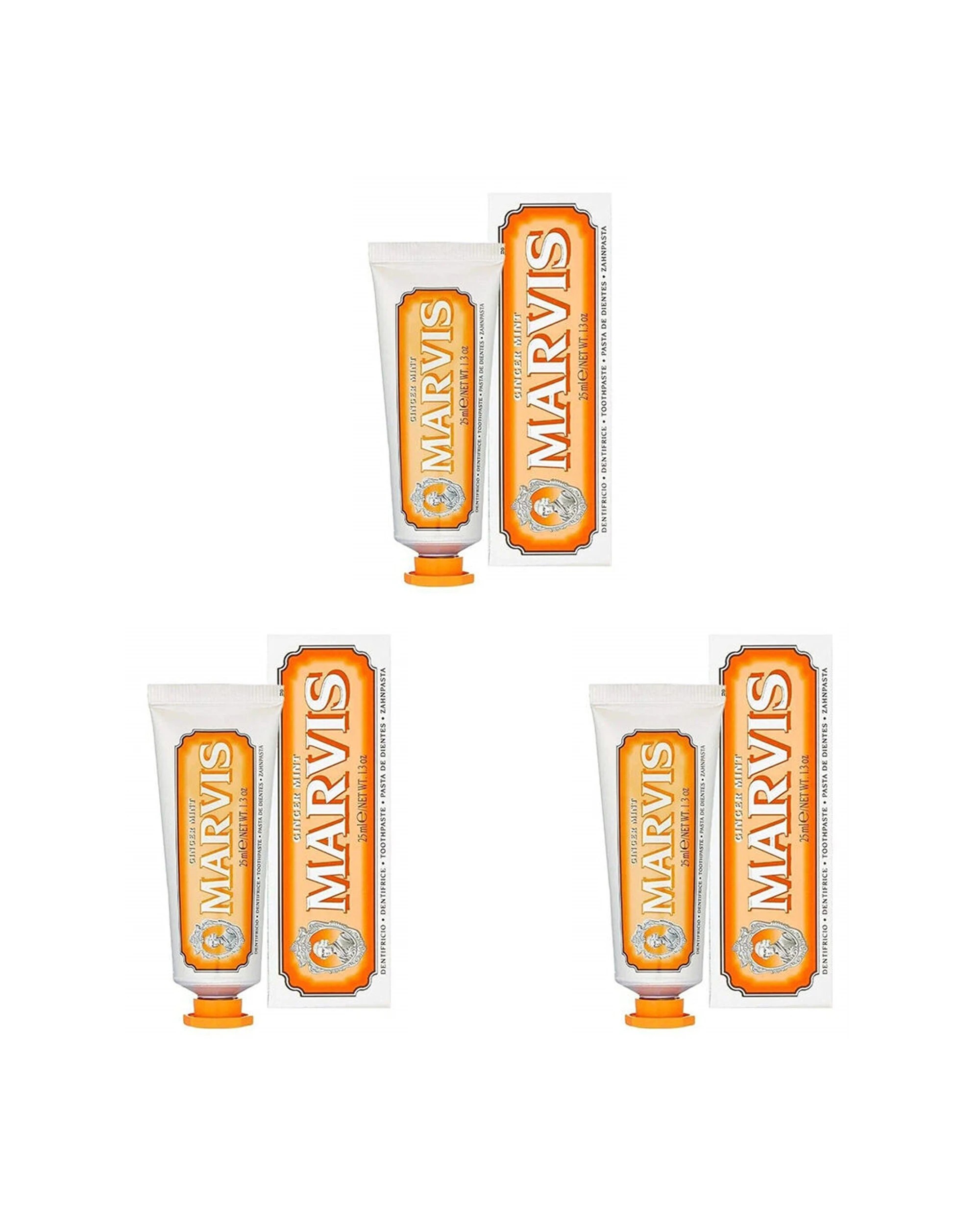 1 Marvis 3Pk Travel Size Oral Care Toothpaste Ginger Mint 25Ml Pack Value Set - Orange, 1 of 1