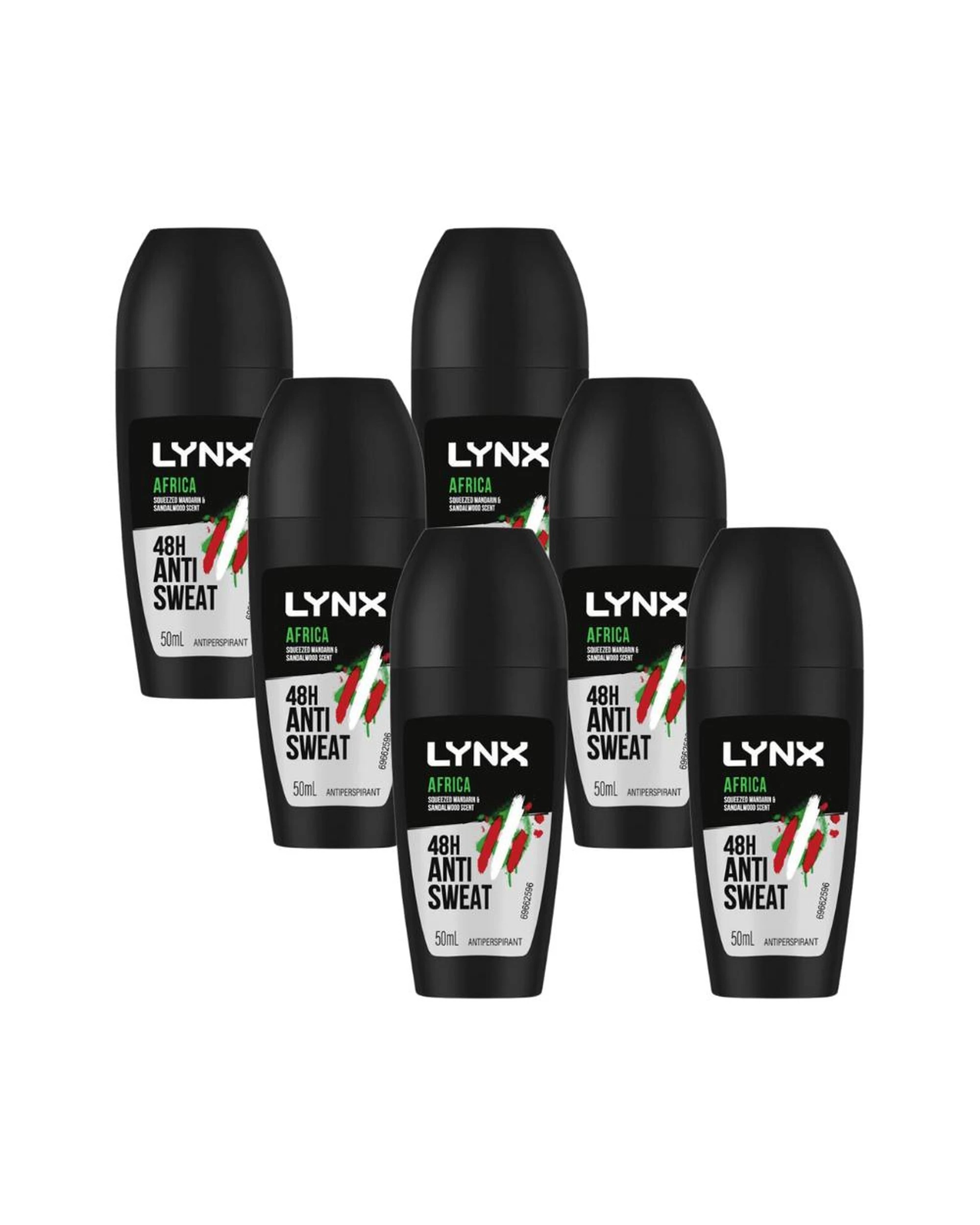1 6 x Lynx Antiperspirant Roll On Deodorant Africa 50mL, 1 of 1