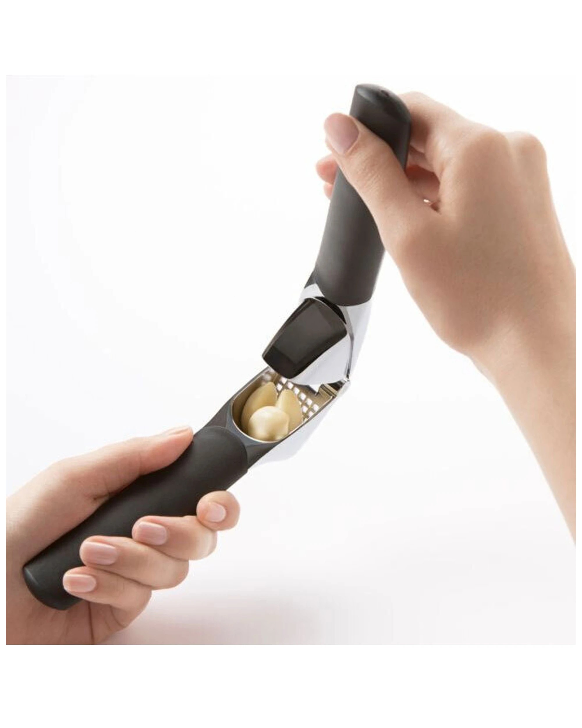 1 Oxo Good Grips Garlic Press Die-cast Zinc Built-in Cleaner Non-slip Grip - Black, 1 of 6