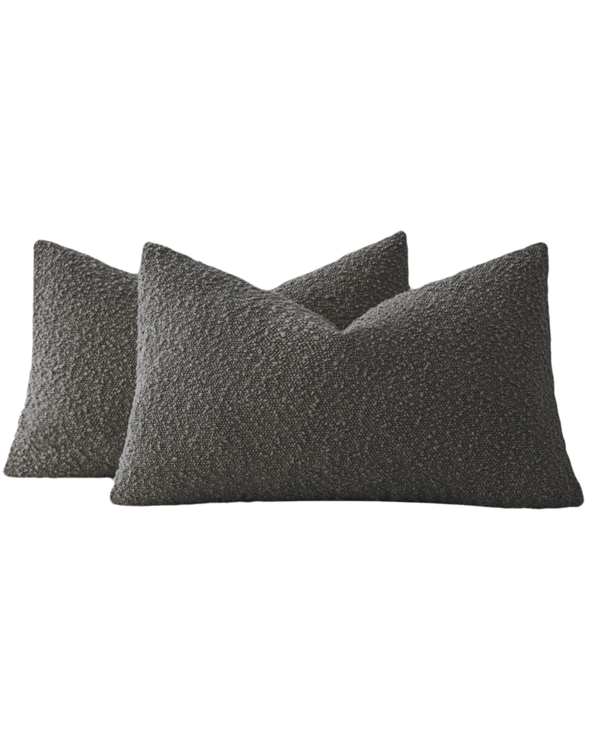 2 Gioia Casa 2-Pack Bouclé Cushion Covers 30x50cm - Charcoal, 2 of 4