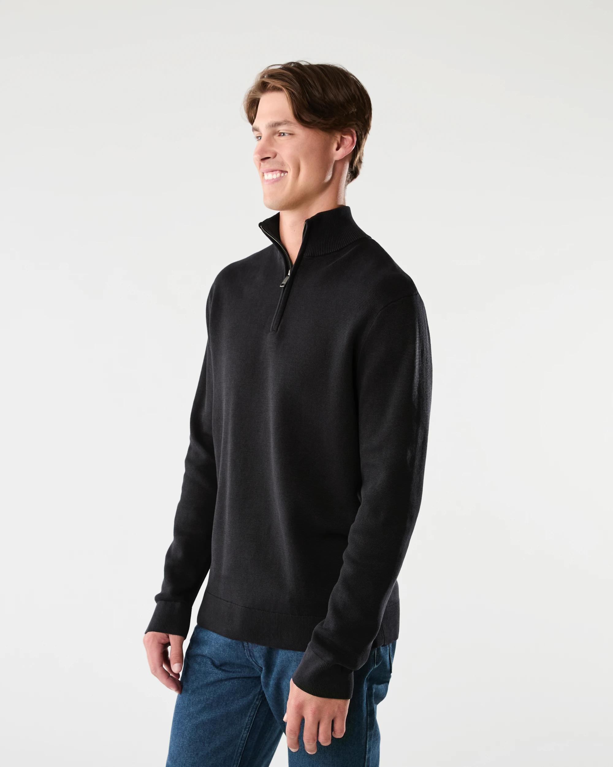 2 1/4 Zip Knit Jumper Black, 2 of 6