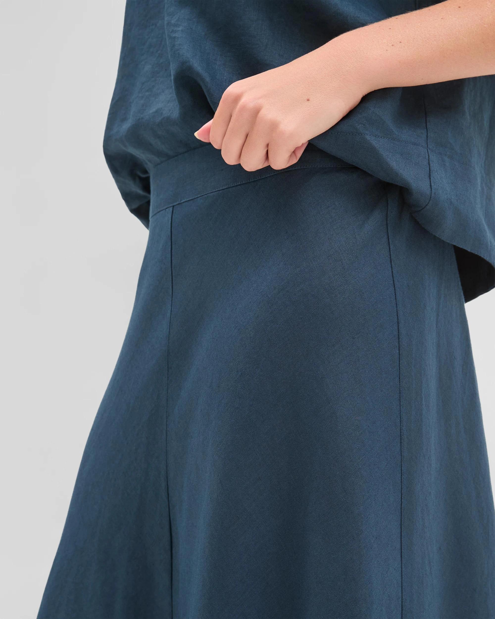 6 Target Woman European Linen Seam Detail Skirt DEEP OCEAN, 6 of 7