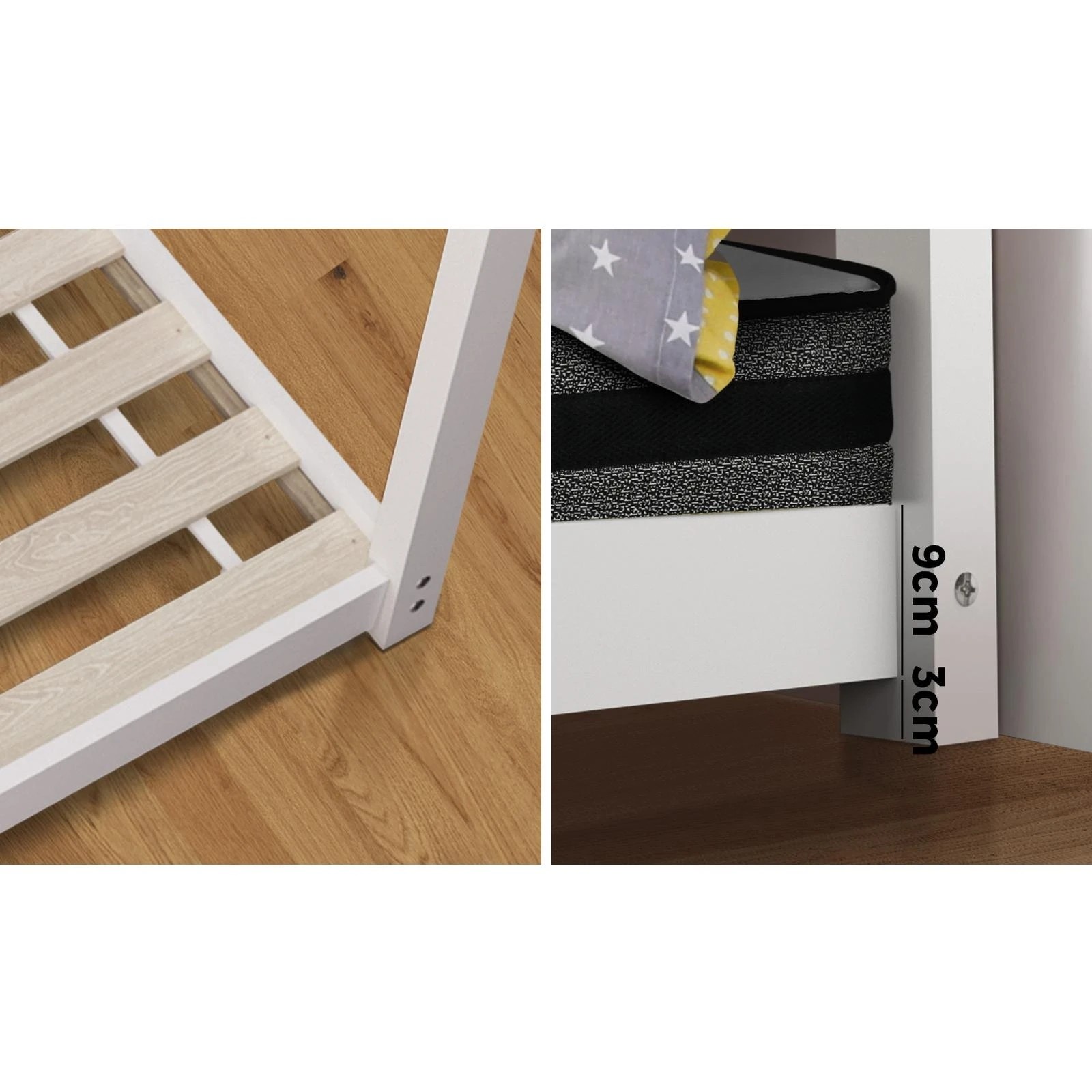 5 Oikiture Kids Bed Frame With Single Mattress Set House Style White
 - White, 5 of 10