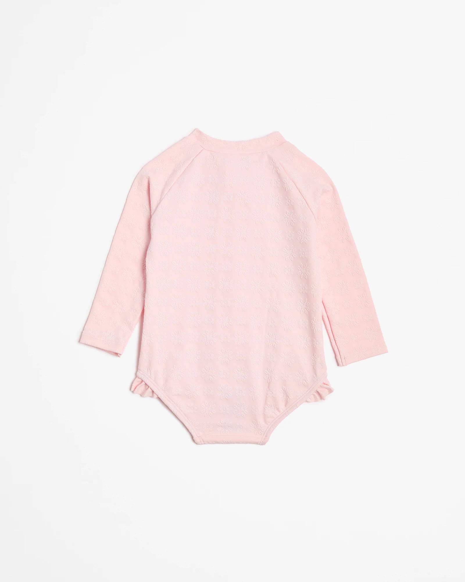 3 Target Baby Girls Rashsuit Swim Set With Hat 2 Piece PINK EMBROIDERED FLORAL, 3 of 3