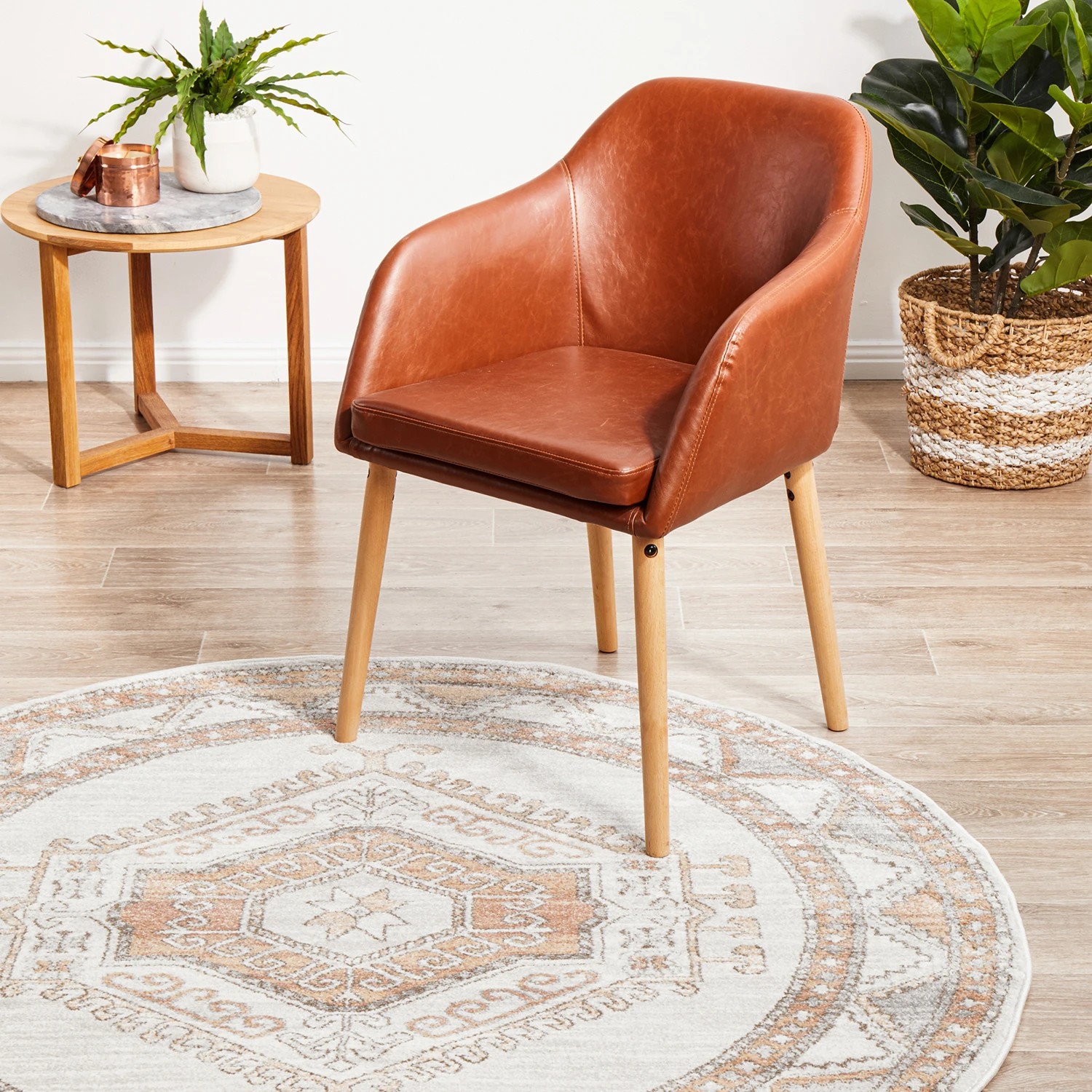 4 Common Ground Rugs Elite Caitlen 150x150cm - Small Round Power Loomed Pet Friendly Rug - Natural, 4 of 9