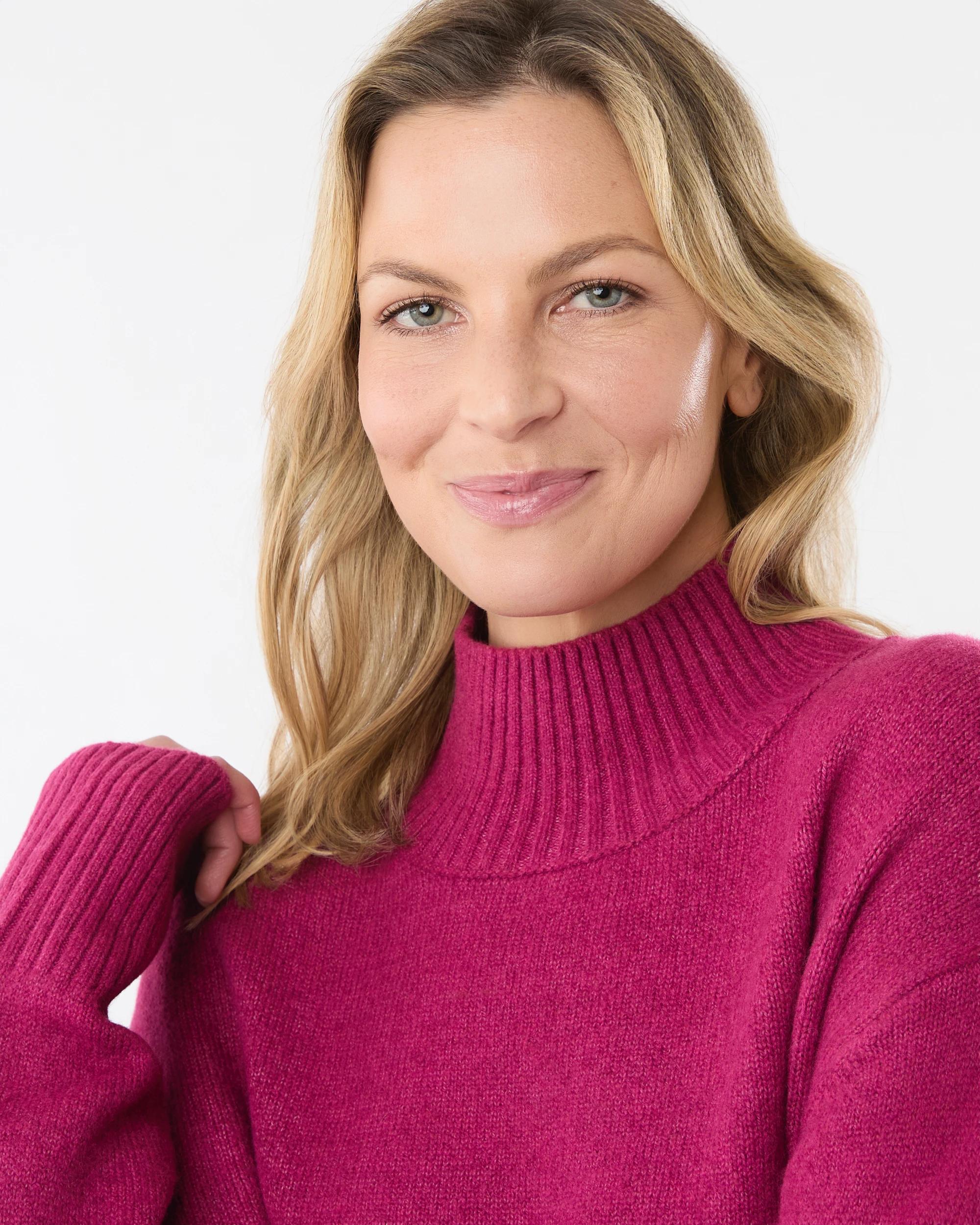 4 Funnel Split Hem Jumper Fuscia, 4 of 6