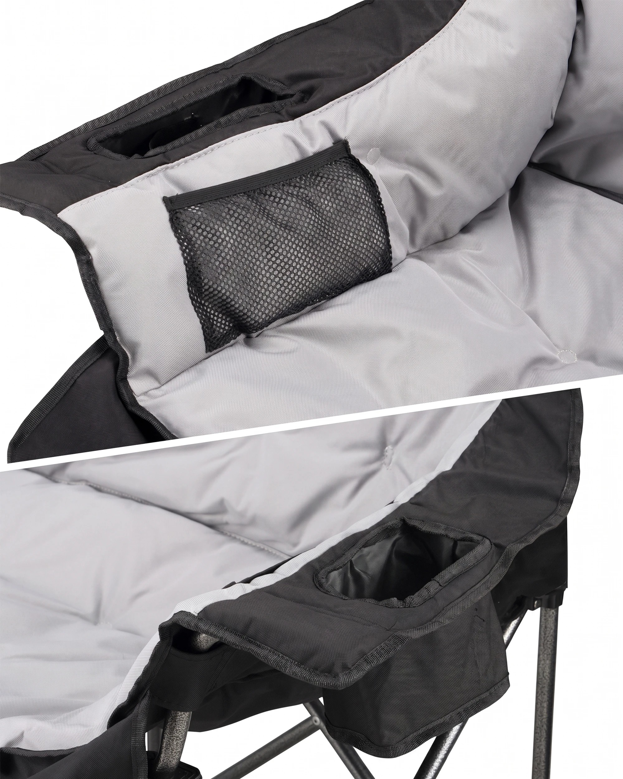 5 San Hima Folding Double Camping Chair 295KG Padded W/ Cup Holders & Pocket Black, 5 of 9