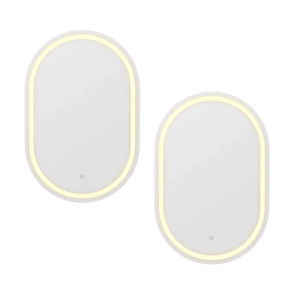 1 Embellir 2 LED Wall Mirror With Light 50X75CM Bathroom Decor Oval Mirrors Vanity - Clear, 1 of 5