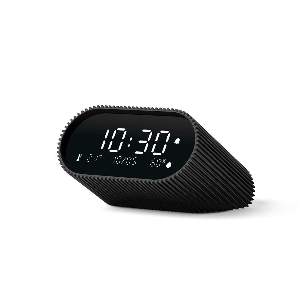 3 Lexon Ray Clock Lcd Alarm Clock With Temperature / Humidity Display - Black - Black, 3 of 6