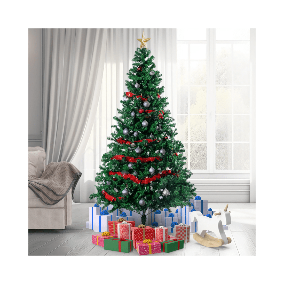 2 Christabelle Green Artificial Christmas Tree 1.2m - 300 Tips, 2 of 10