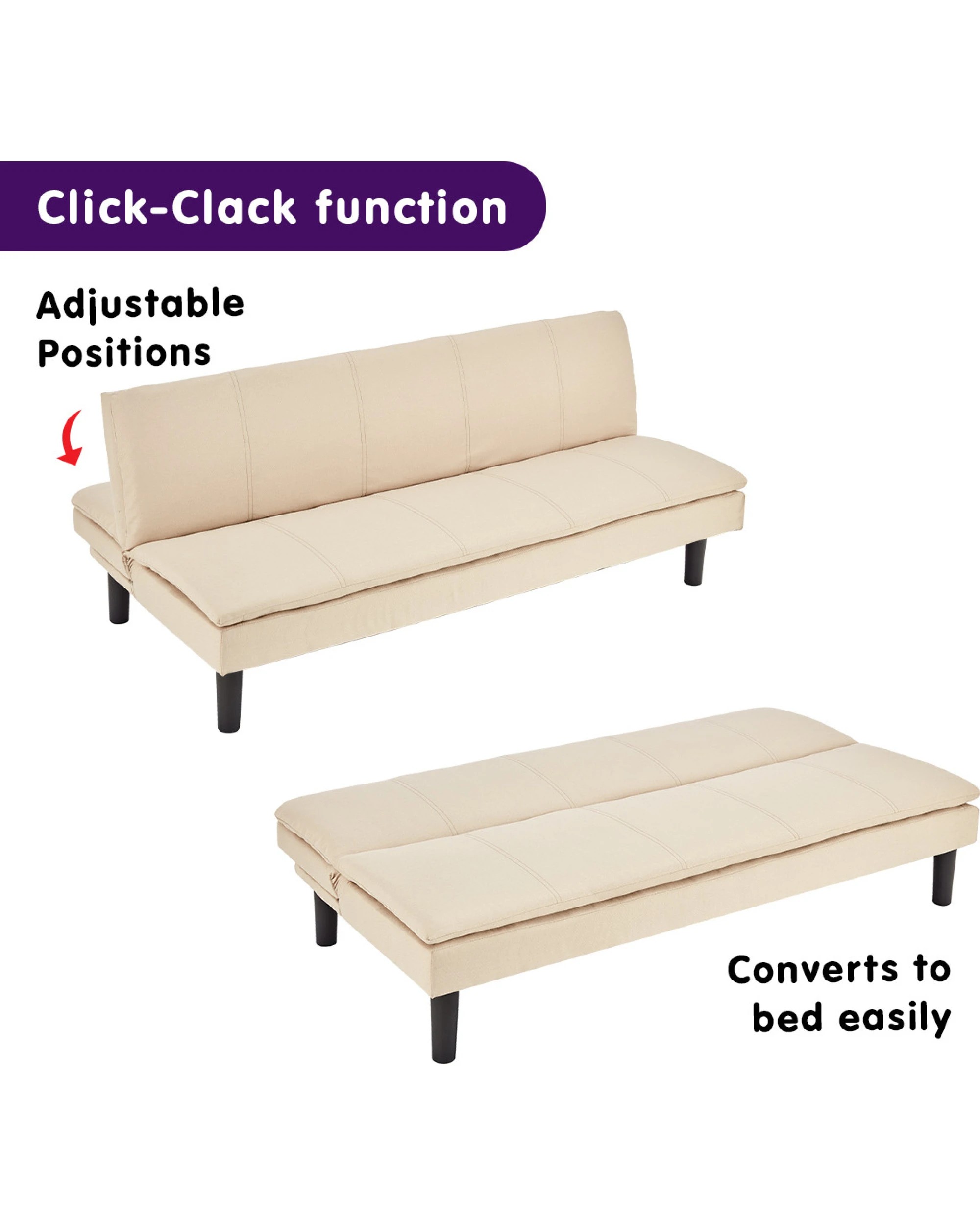 3 Sarantino 3 Seater Modular Faux Linen Fabric Sofa Bed Couch - Beige, 3 of 9