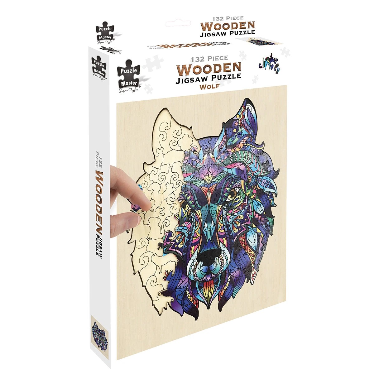 1 Puzzle Master 132 Piece Wooden Jigsaw Puzzle, Wolf, 1 of 8