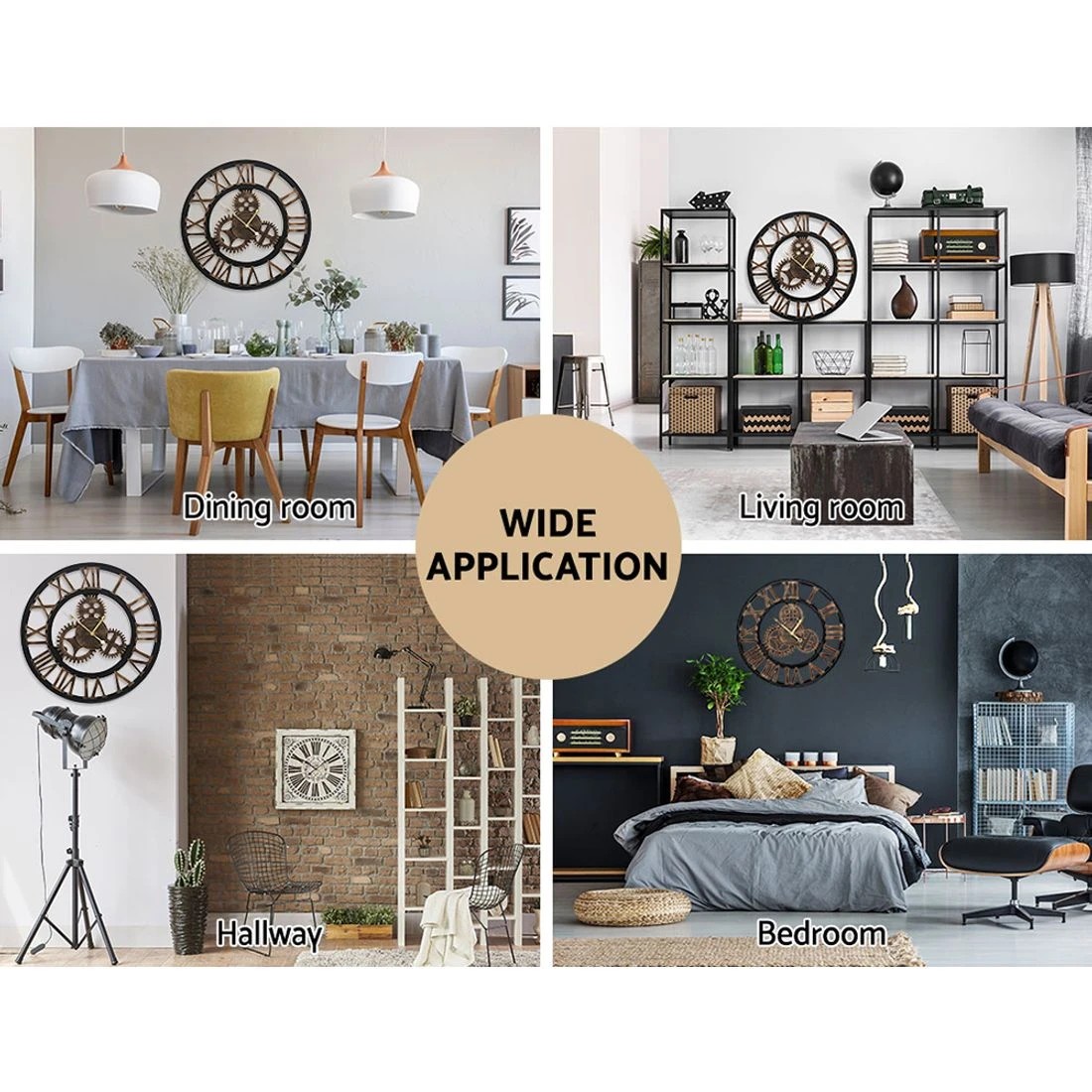 6 Artiss 60cm Wall Clock Large Retro Roman Numerals
 - Black, 6 of 7