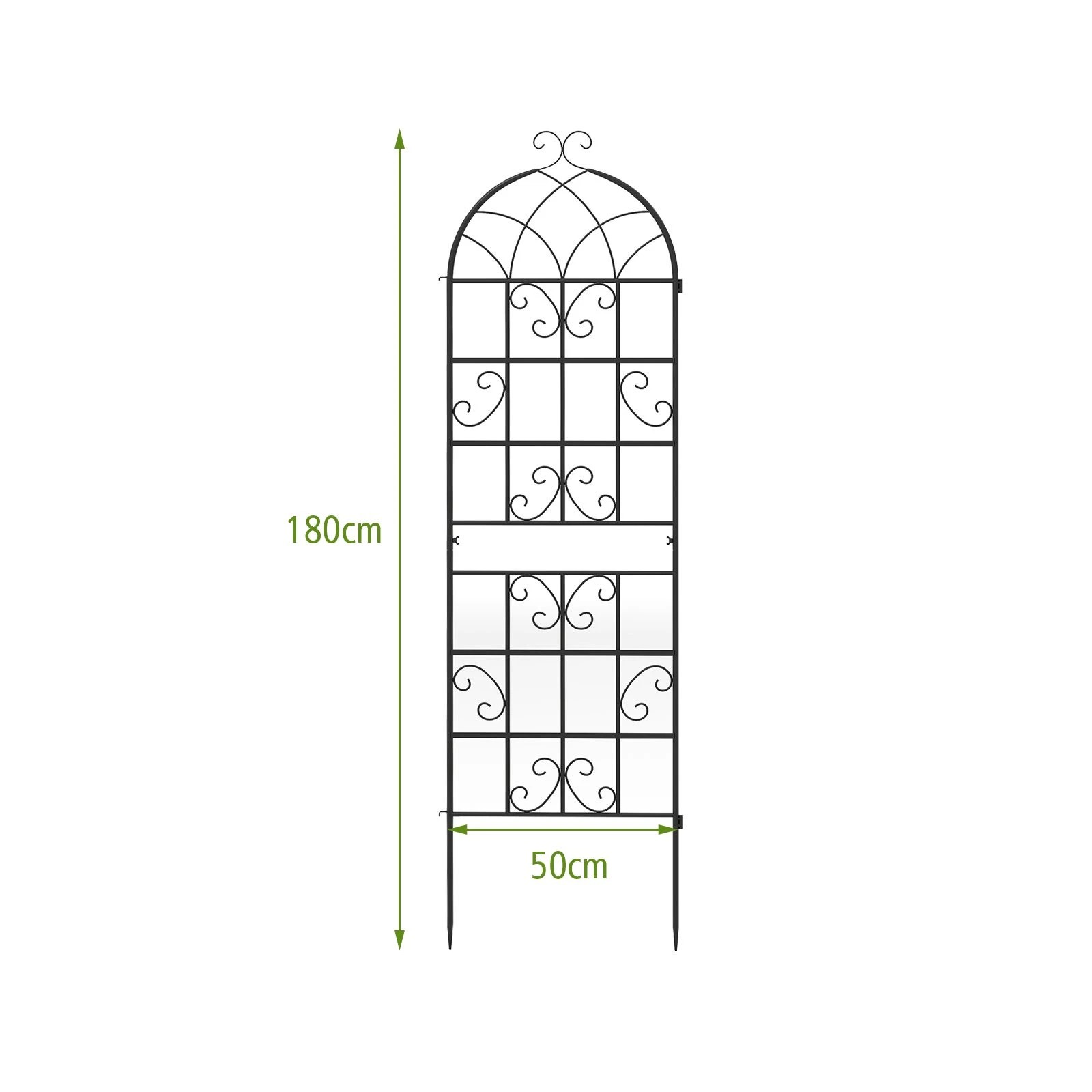 4 Costway 2x Metal Garden Trellis 50x180cm Outdoor Trellis Climbing Plant Stand Fence - Black, 4 of 4