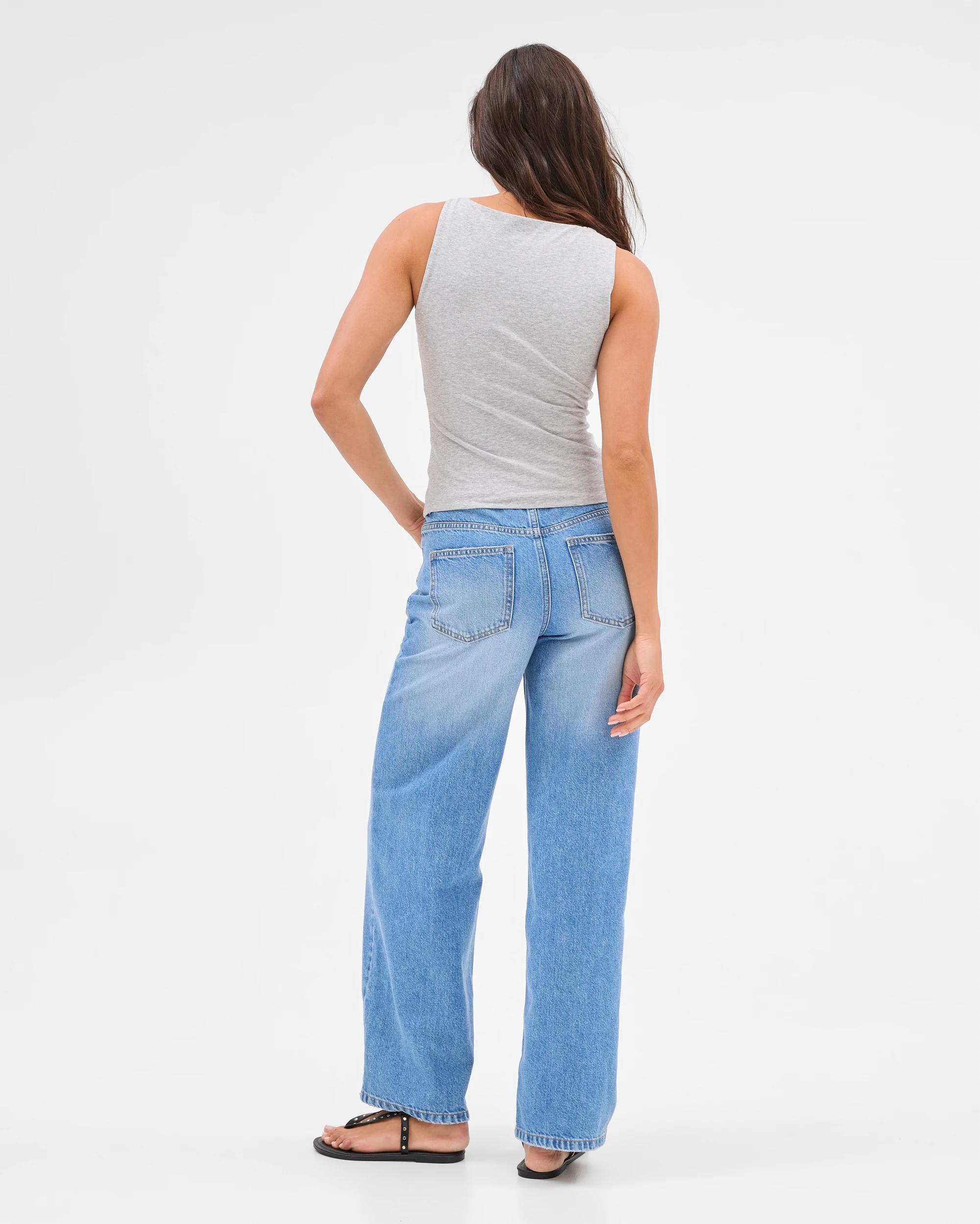 4 Australian Cotton Double Layer Boat Neck Tank Top - Lily Loves GREY MARLE, 4 of 6