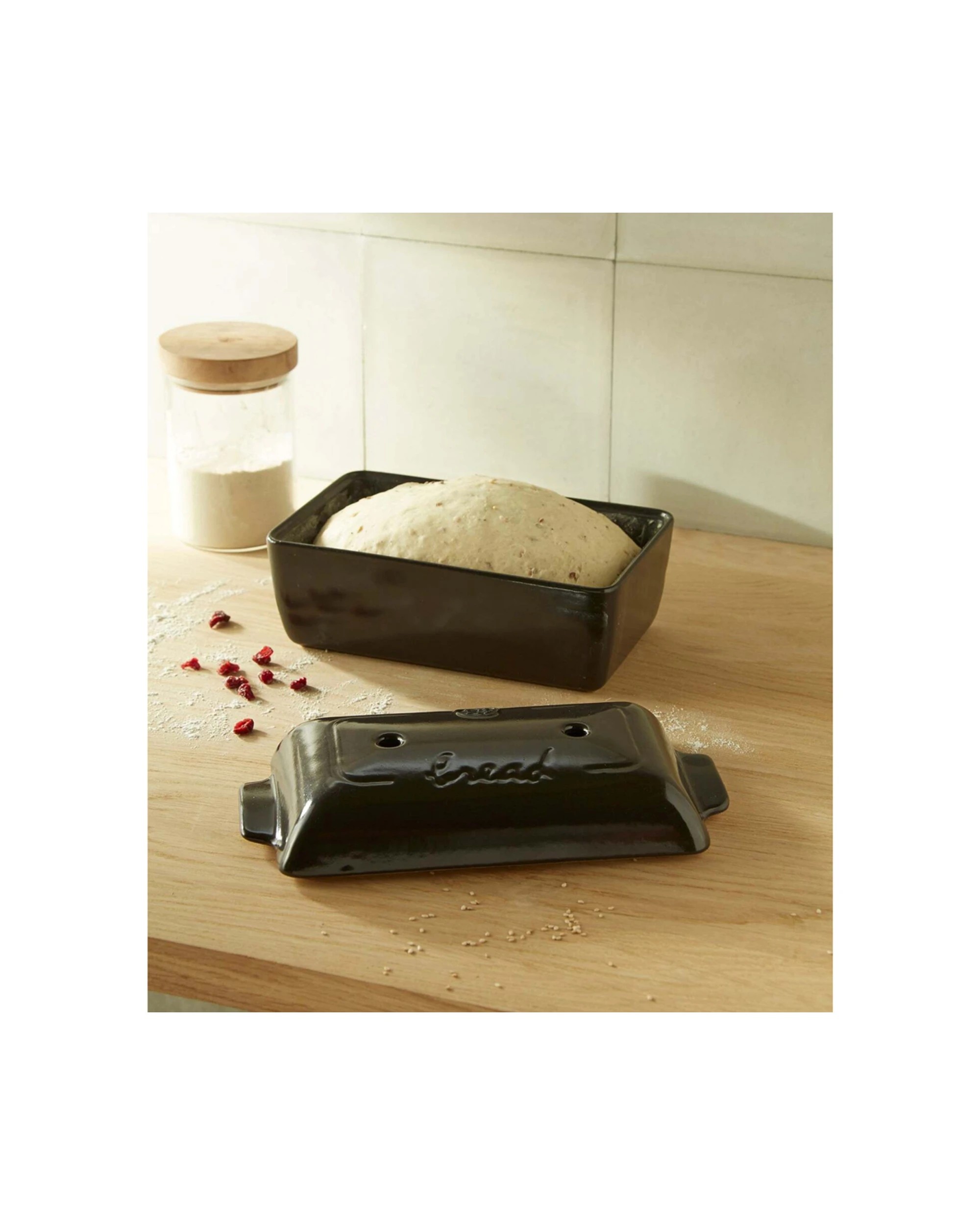 5 Emile Henry 24cm Ceramic Bread Loaf Baker Dish W/ Lid Tray Rectangle Charcoal - Charcoal, 5 of 5