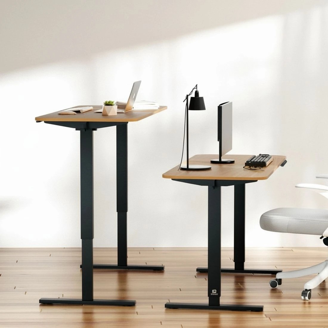 7 Artiss Electric Standing Desk 140cm Adjustable Height Motorised Home Office Desk Oak - Brown, 7 of 7