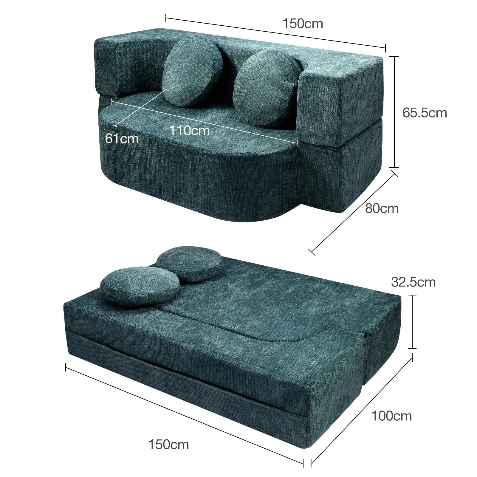 Ausway 2-in-1 Convertible Sofa Bed Comfy Folding Foam Couch Lounge ...