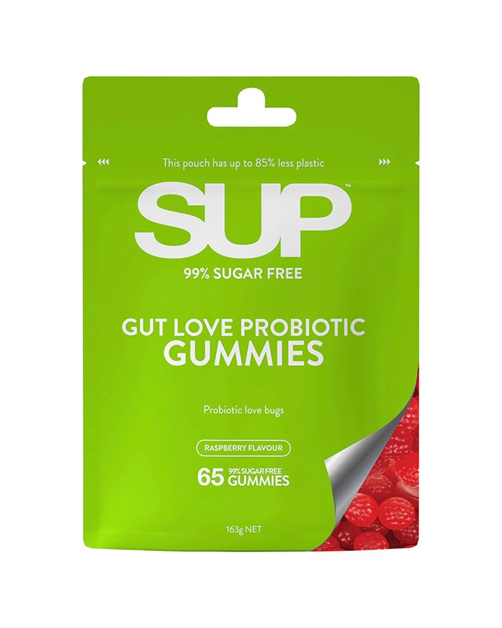1 65pc SUP Daily Supplements Gut Love Probiotic Raspberry Gummies, 1 of 2