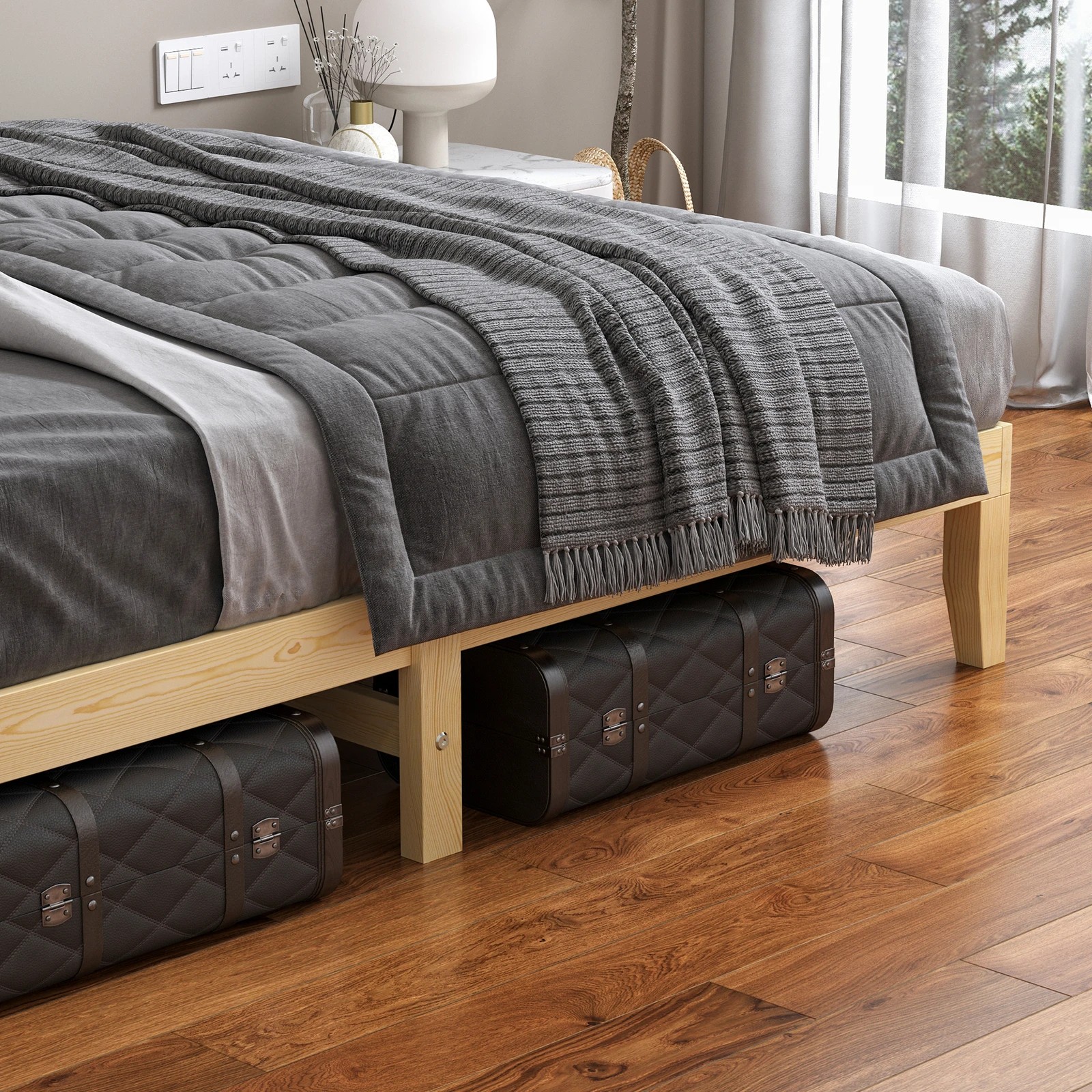 8 Alfordson Bed Frame Wooden Timber Double Size Mattress Base Platform Pramod - Natural, 8 of 10