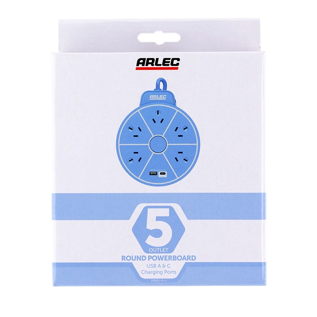 5 Arlec 5 Outlet USB A & C Charging Ports Round Powerboard - Blue, 5 of 6