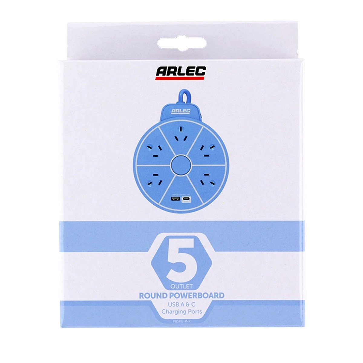 5 Arlec 5 Outlet USB A & C Charging Ports Round Powerboard - Blue, 5 of 6