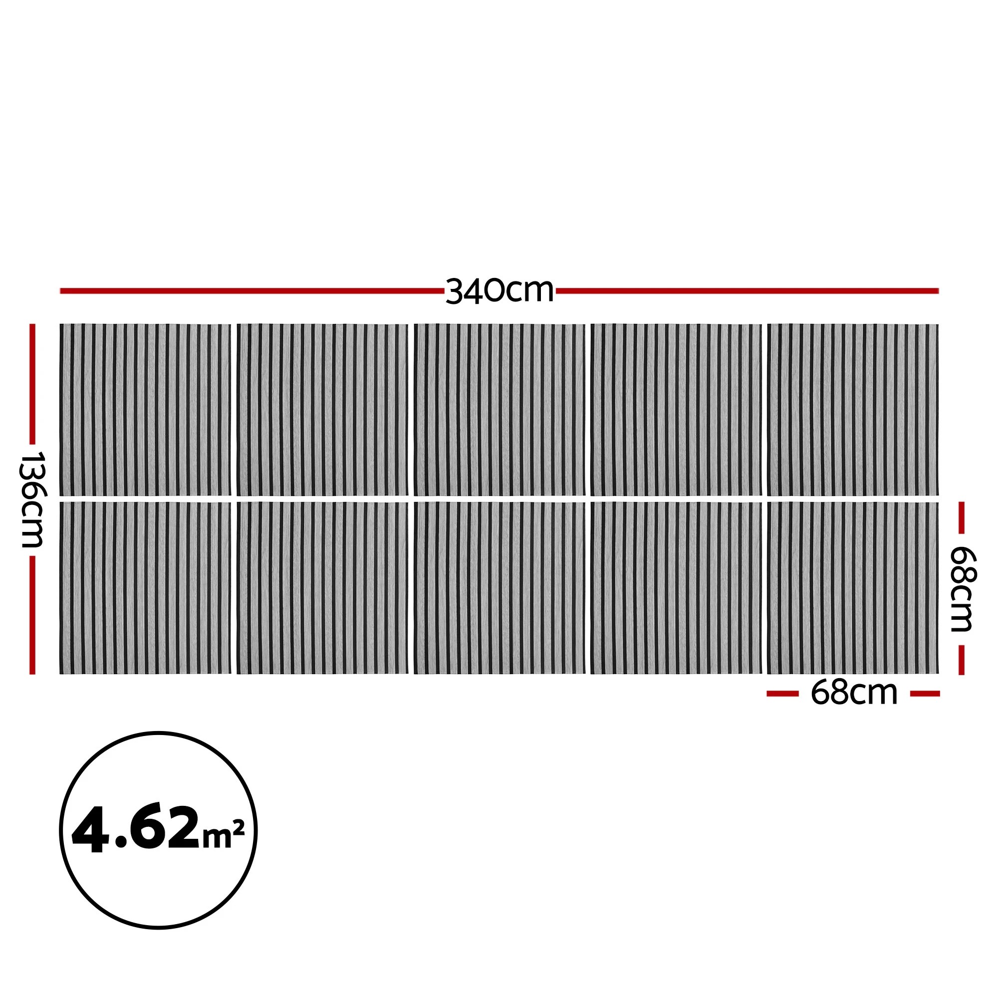 1 Artiss 10PCS Peel and Stick Wall Panels Tiles 68X68CM Self Adhesive for Home Office - Grey, 1 of 1