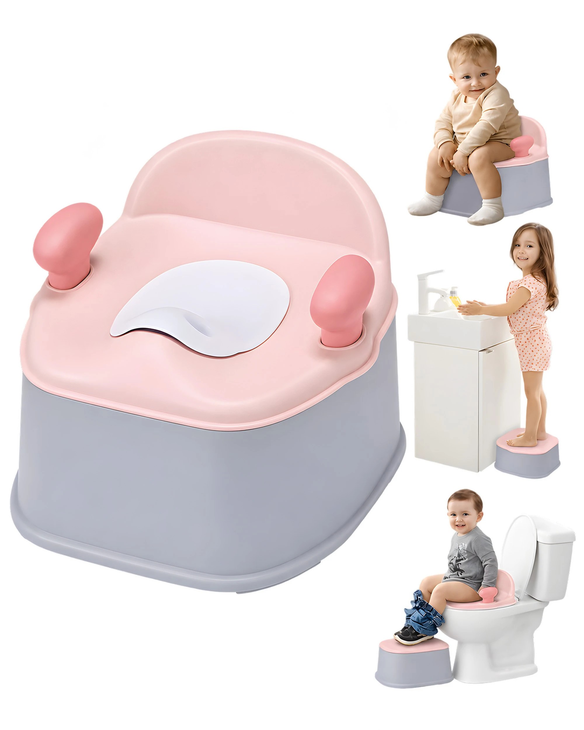2 PlayPals 3-in-1 Kids Potty Toilet Trainer Toddler Toilet Training Seat w/ Interactive Musical Mat Pink, 2 of 10
