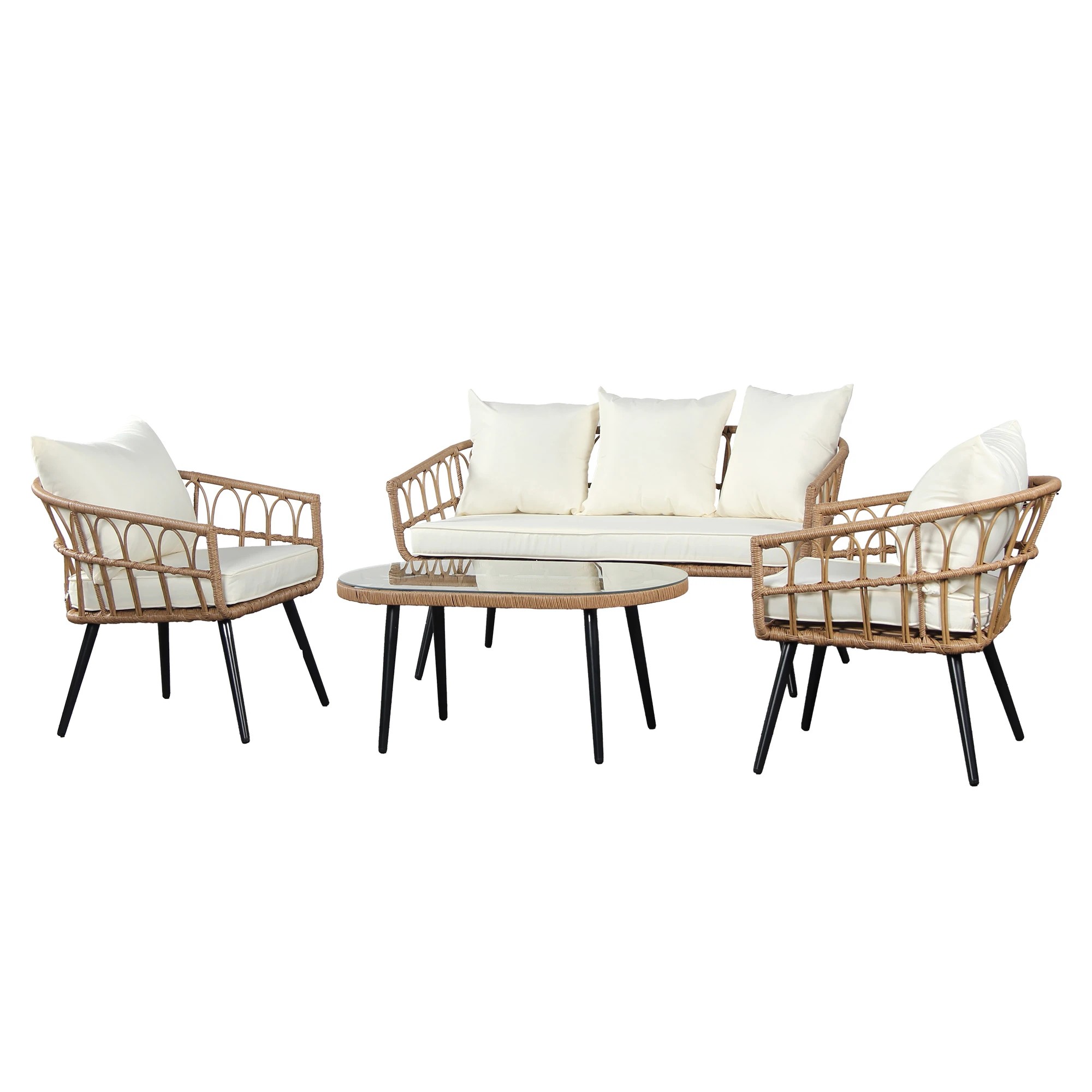1 Levede 4Pcs Outdoor Furniture Sofa Sets Patio Table and Chairs Wicker Lounge - Grey, 1 of 8