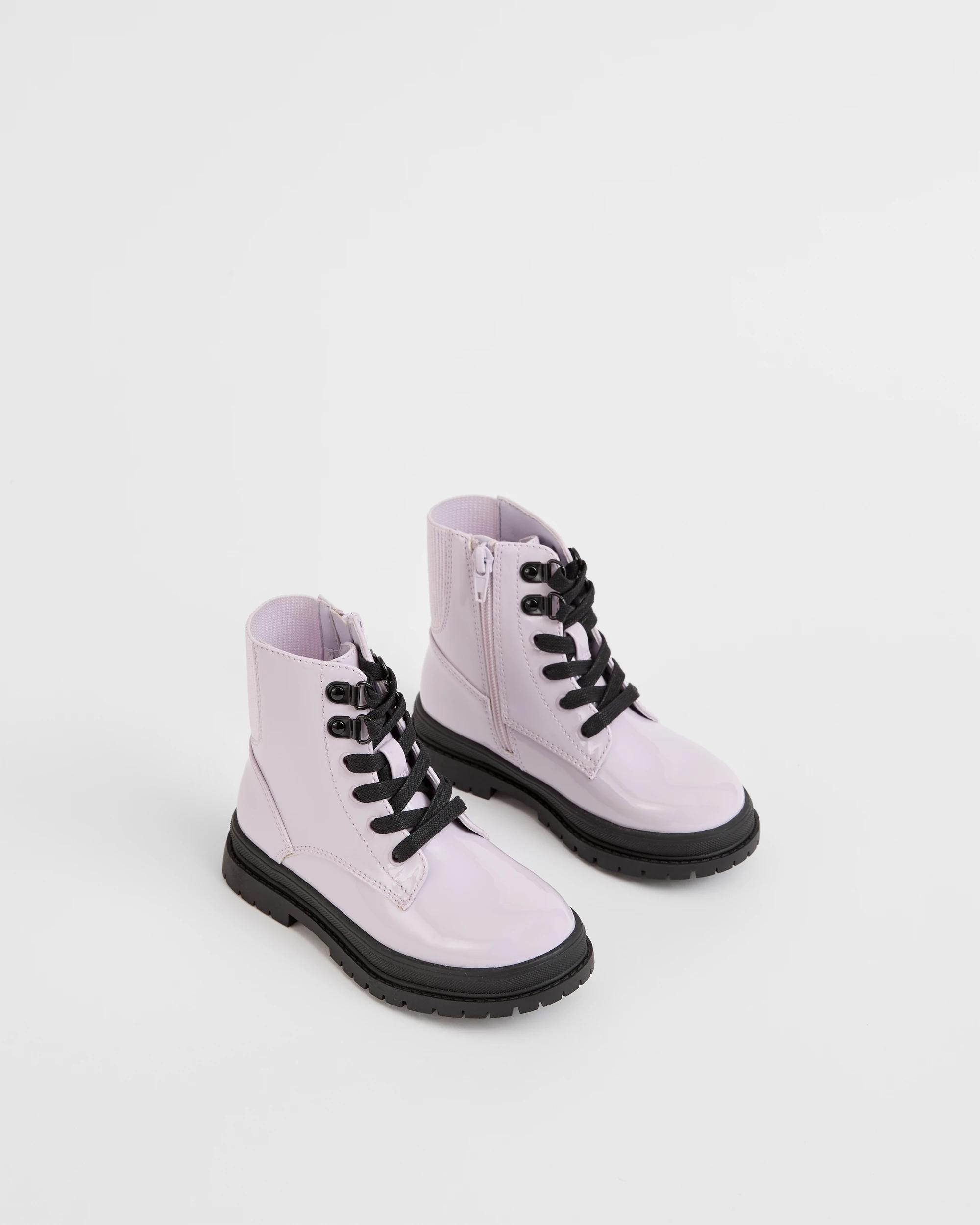 2 Target Kids Younger/Older Girls Lace Up Boots LILAC, 2 of 7