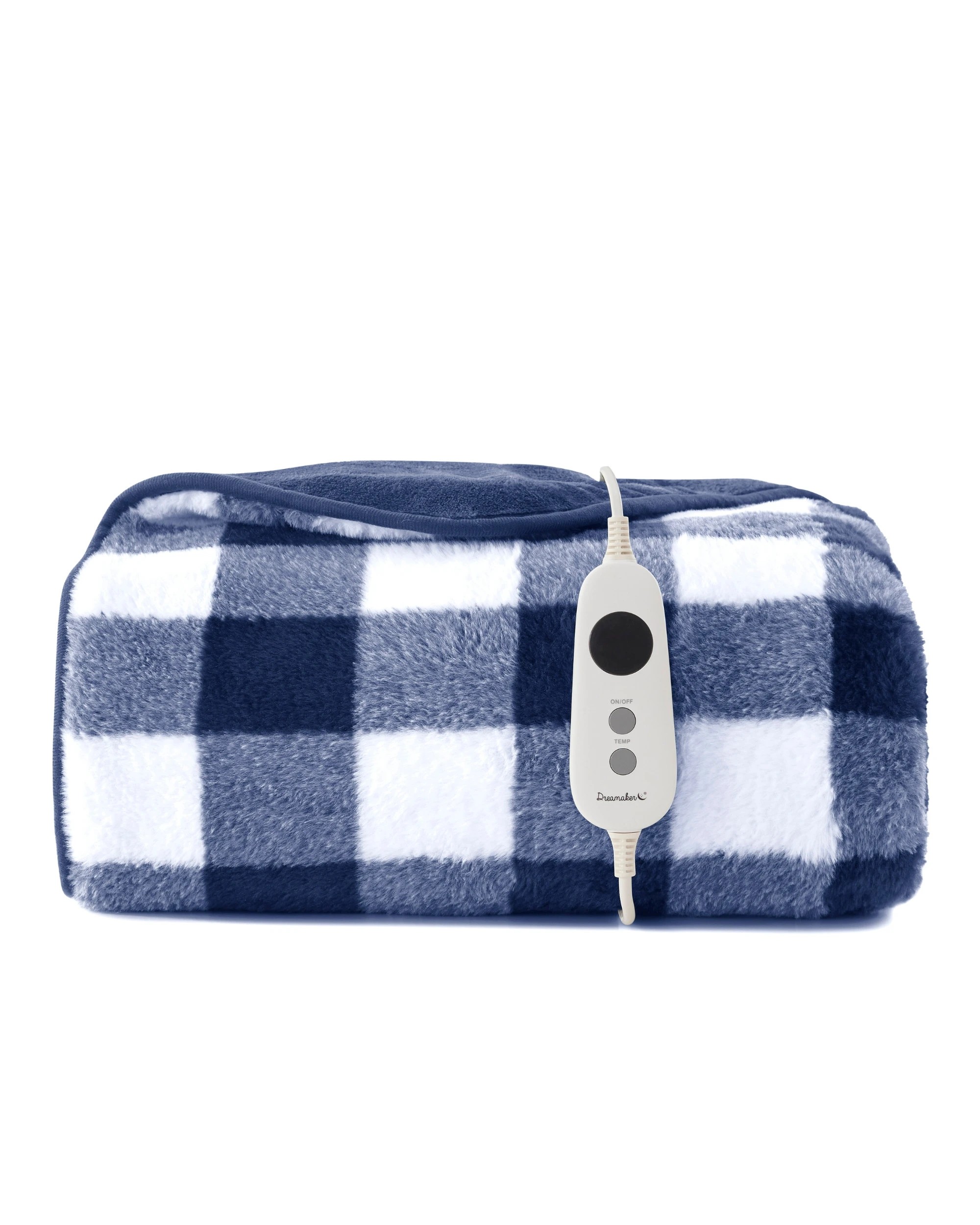 2 Dreamaker Gingham Plush Heated Throw 130x160cm - Midnight Blue, 2 of 9