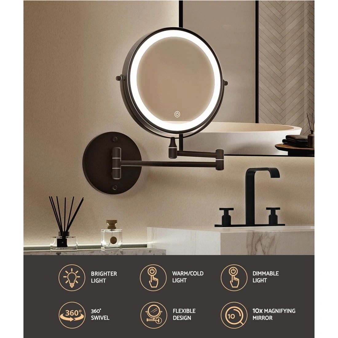 4 Embellir Extendable Makeup Mirror 10X Magnifying Double-Sided Bathroom - Multi, 4 of 6