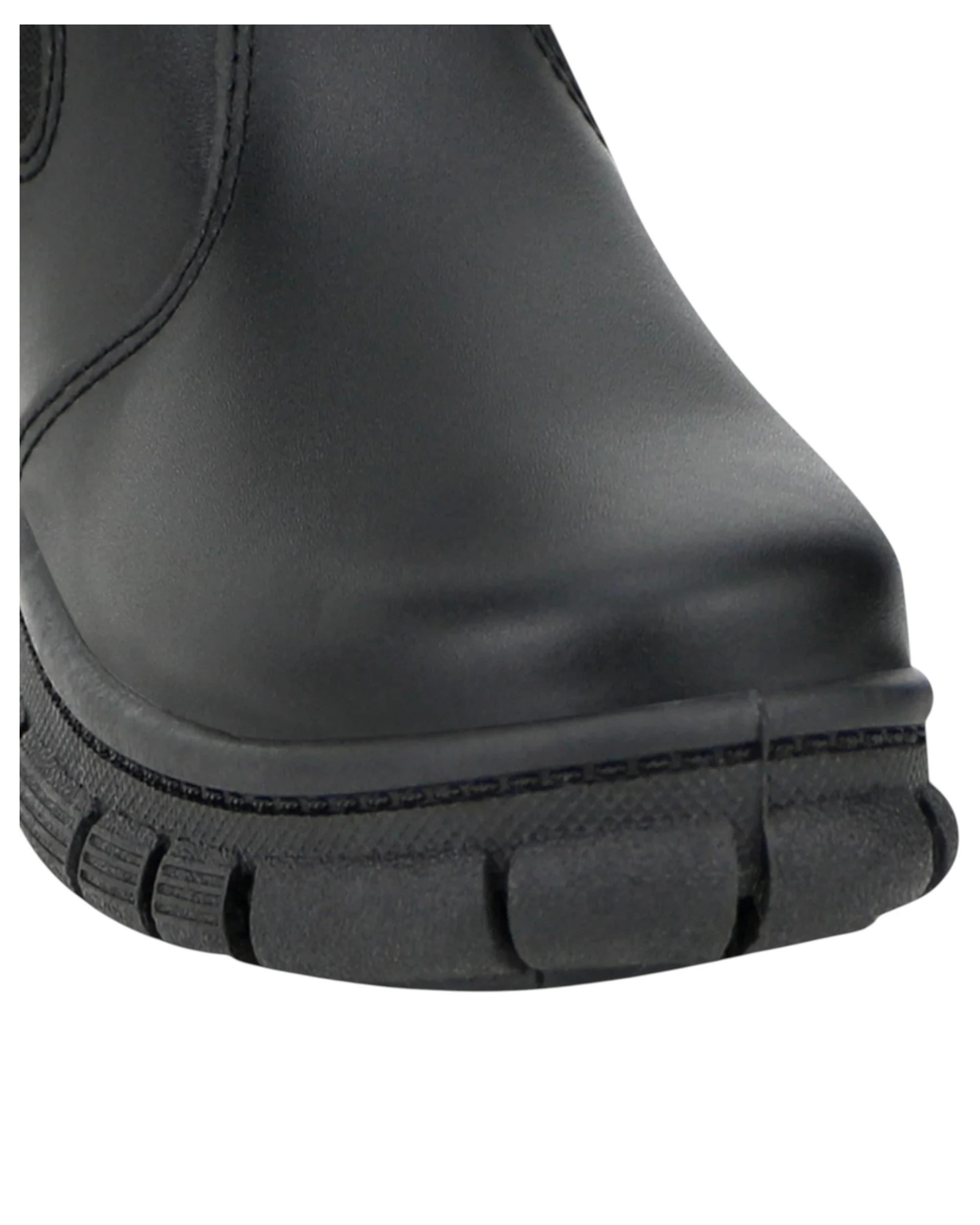 2 Grosby New Ranch Junior Boys Boots Black School Leather Slip On Shoes BLACK, 2 of 4