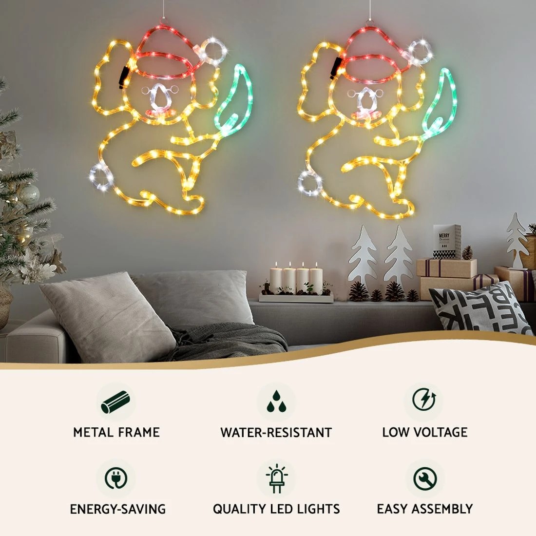 4 Jingle Jollys Christmas Lights 48cm Motif 216 LED Rope Light Outdoor Decoration
 - multi, 4 of 6