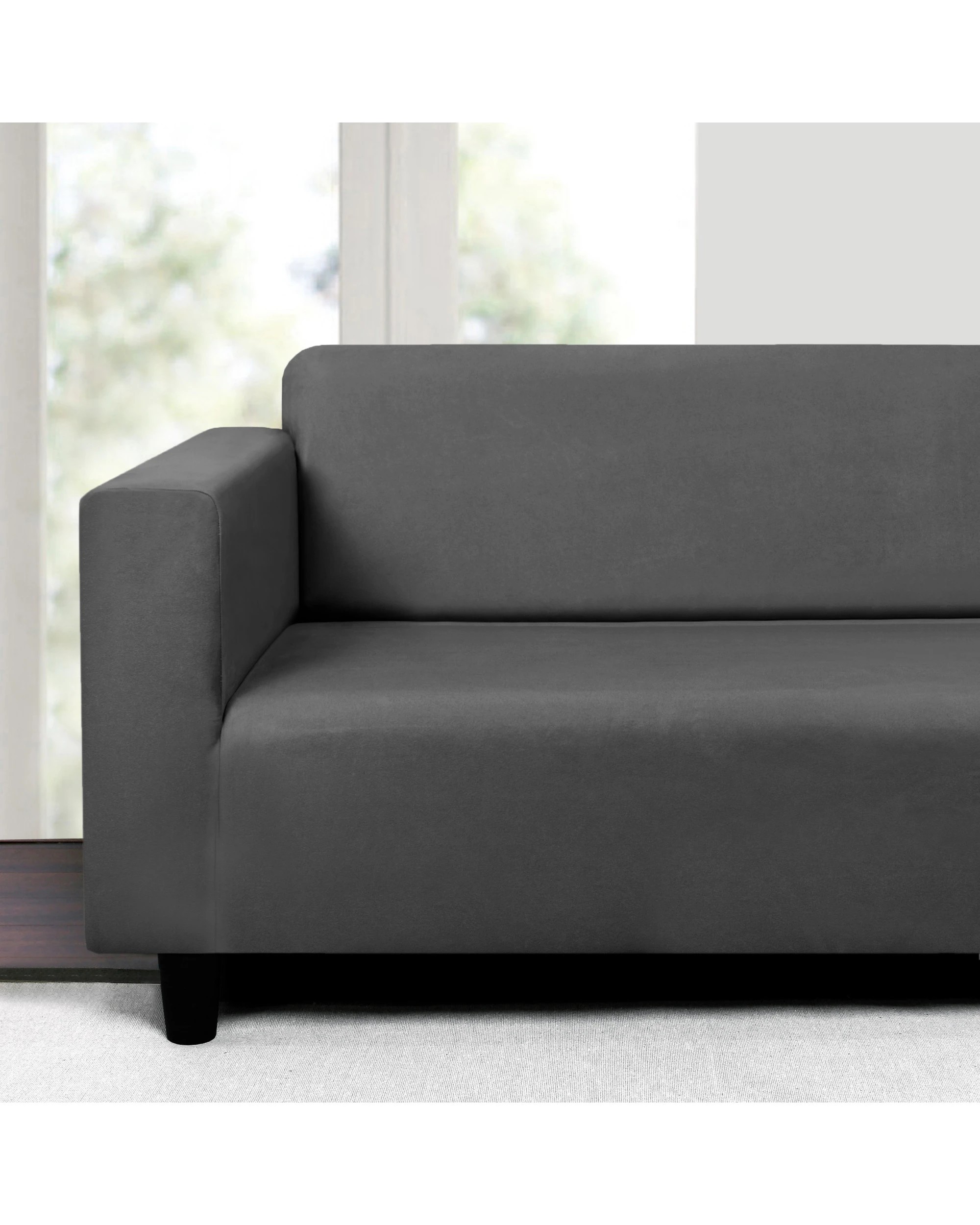 2 Sherwood Home Premium Faux Suede 2 Seater Couch Sofa Cover - Charcoal, 2 of 4