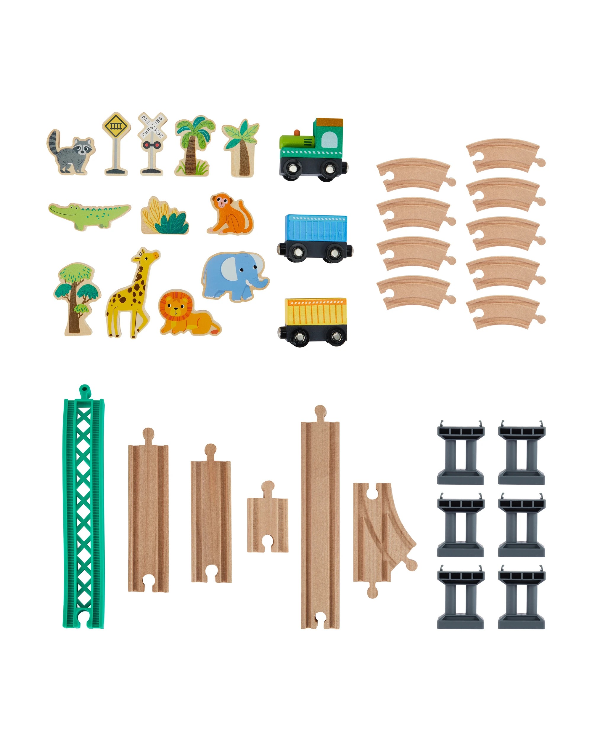 9 41 Piece Wooden Jungle Train Set with Case, 9 of 9